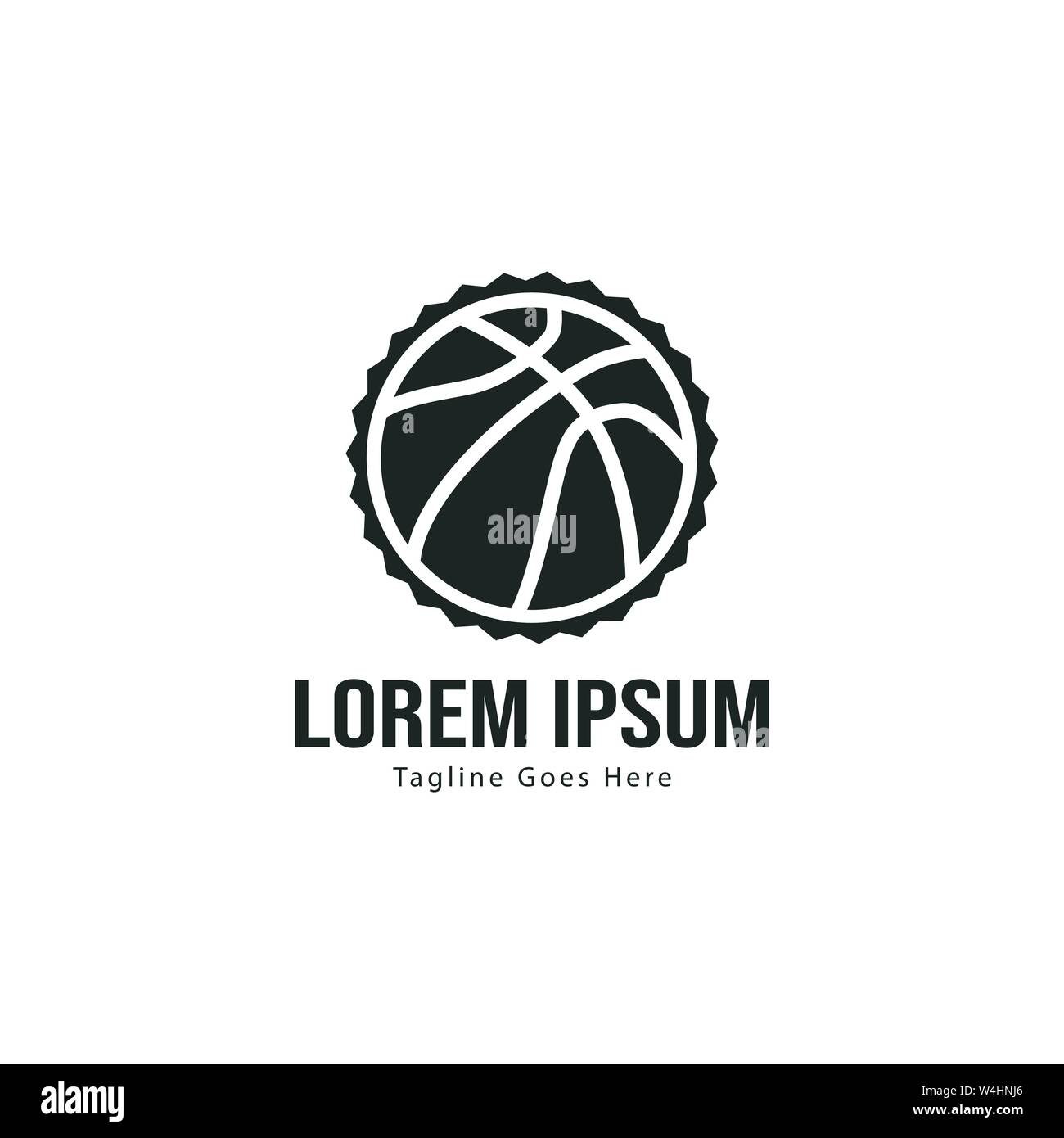 Template design logo Basket-ball. Basket-ball moderne minimaliste avec logo vecteur Conception du châssis Illustration de Vecteur