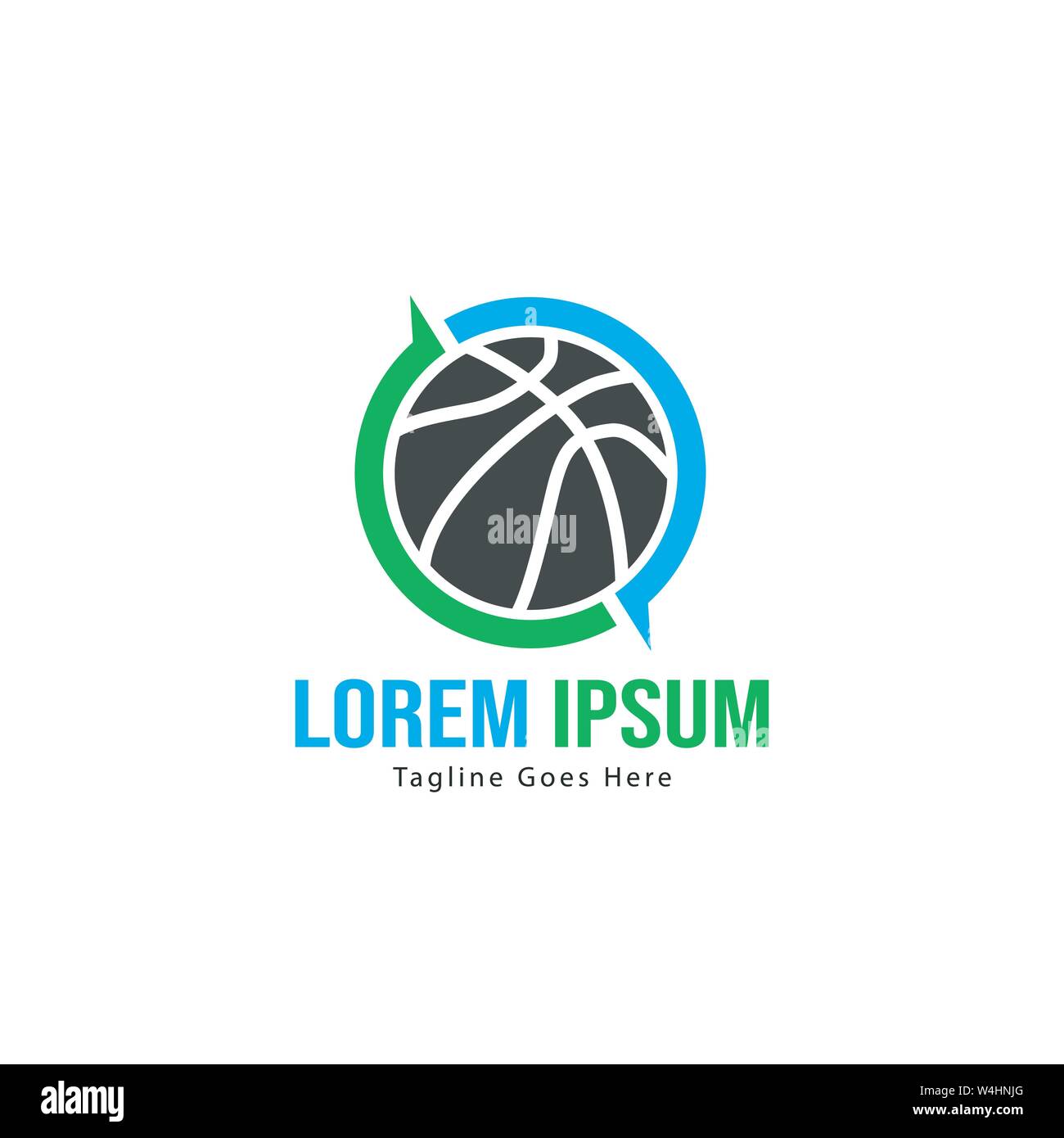 Template design logo Basket-ball. Basket-ball moderne minimaliste avec logo vecteur Conception du châssis Illustration de Vecteur