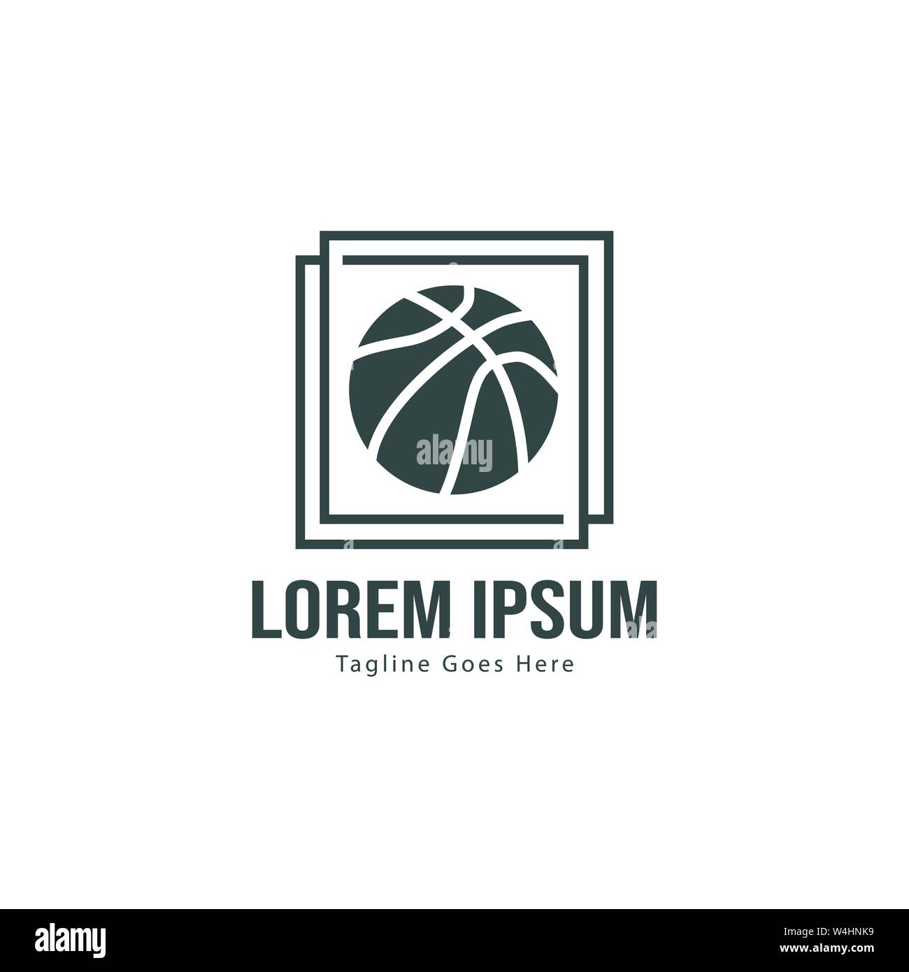 Template design logo Basket-ball. Basket-ball moderne minimaliste avec logo vecteur Conception du châssis Illustration de Vecteur