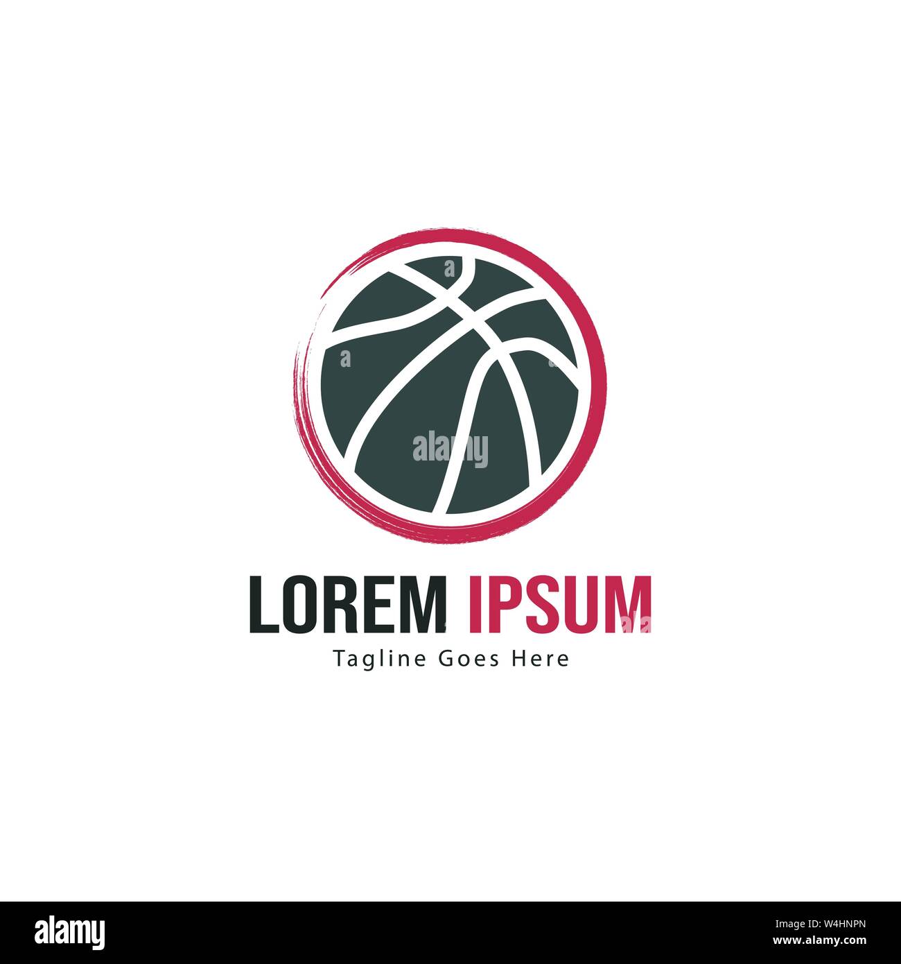 Template design logo Basket-ball. Basket-ball moderne minimaliste avec logo vecteur Conception du châssis Illustration de Vecteur