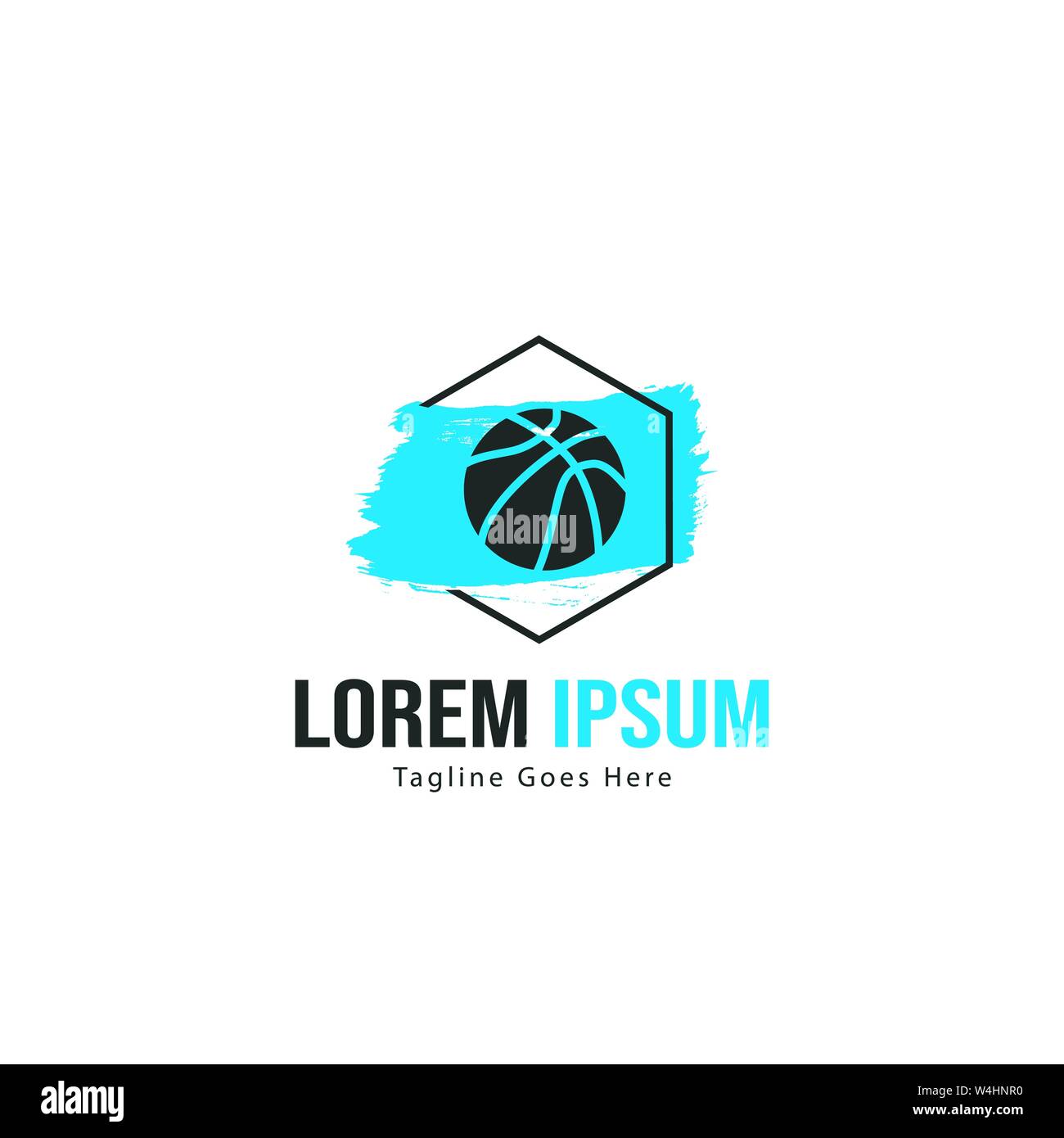 Template design logo Basket-ball. Basket-ball moderne minimaliste avec logo vecteur Conception du châssis Illustration de Vecteur