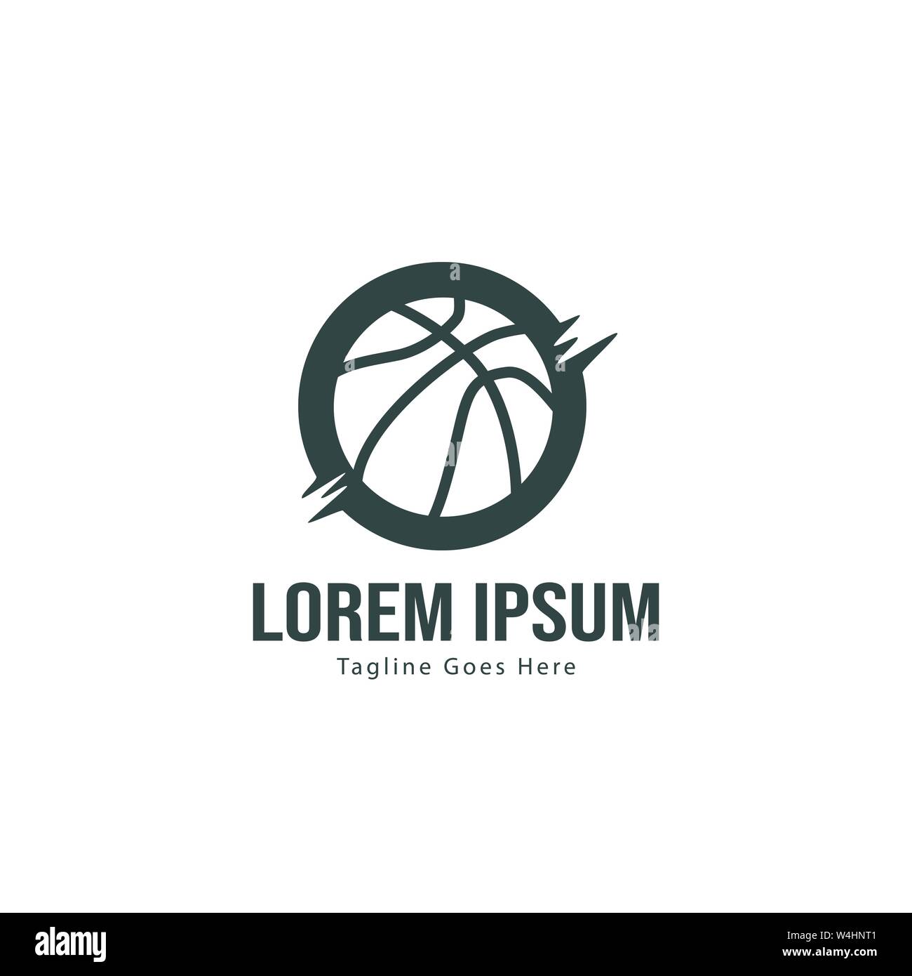 Template design logo Basket-ball. Basket-ball moderne minimaliste avec logo vecteur Conception du châssis Illustration de Vecteur