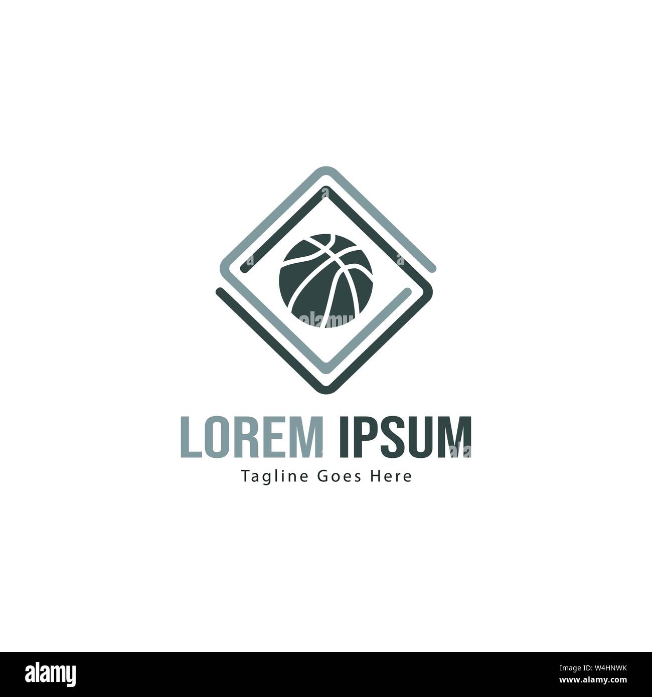 Template design logo Basket-ball. Basket-ball moderne minimaliste avec logo vecteur Conception du châssis Illustration de Vecteur