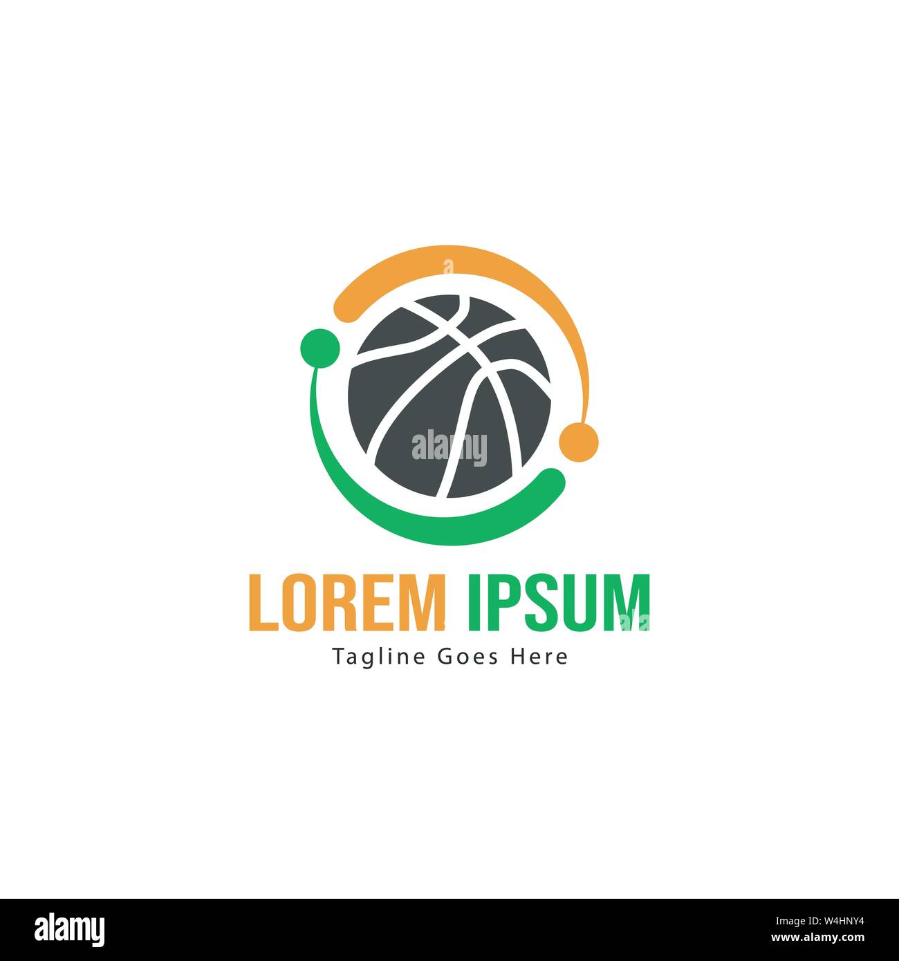 Template design logo Basket-ball. Basket-ball moderne minimaliste avec logo vecteur Conception du châssis Illustration de Vecteur