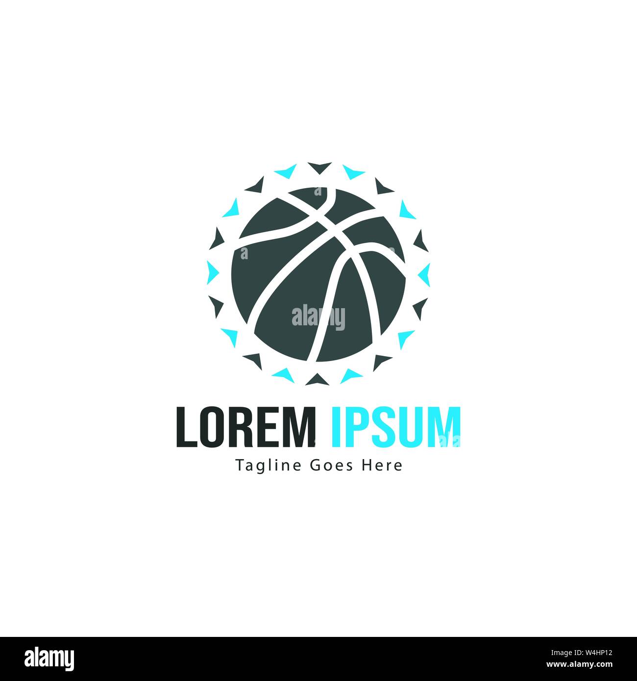 Template design logo Basket-ball. Basket-ball moderne minimaliste avec logo vecteur Conception du châssis Illustration de Vecteur