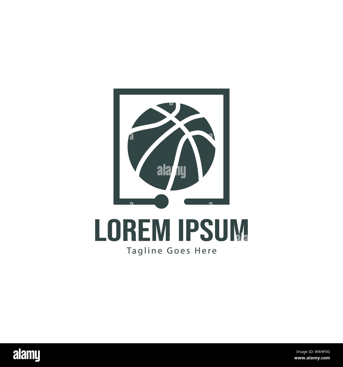 Template design logo Basket-ball. Basket-ball moderne minimaliste avec logo vecteur Conception du châssis Illustration de Vecteur