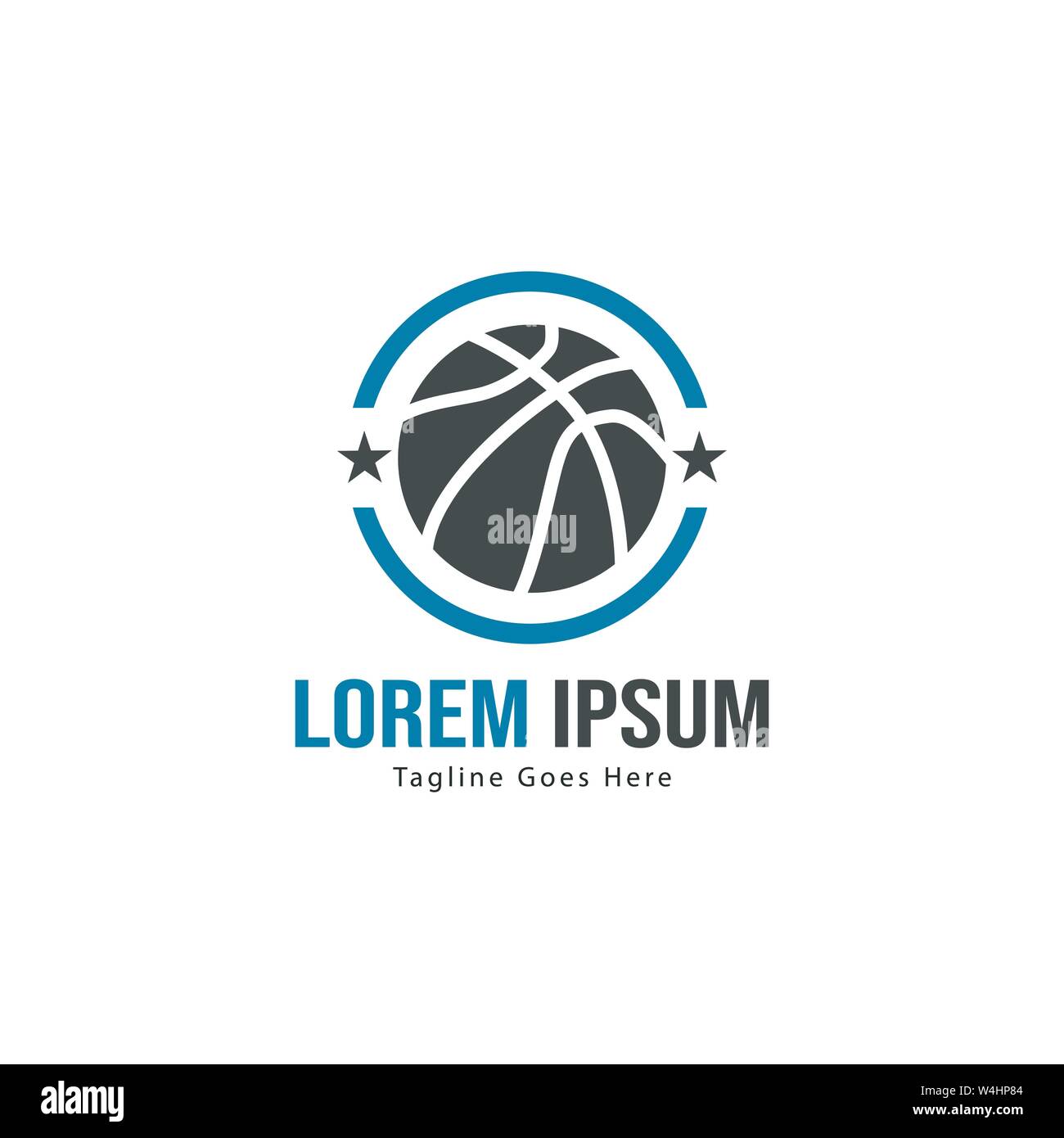 Template design logo Basket-ball. Basket-ball moderne minimaliste avec logo vecteur Conception du châssis Illustration de Vecteur