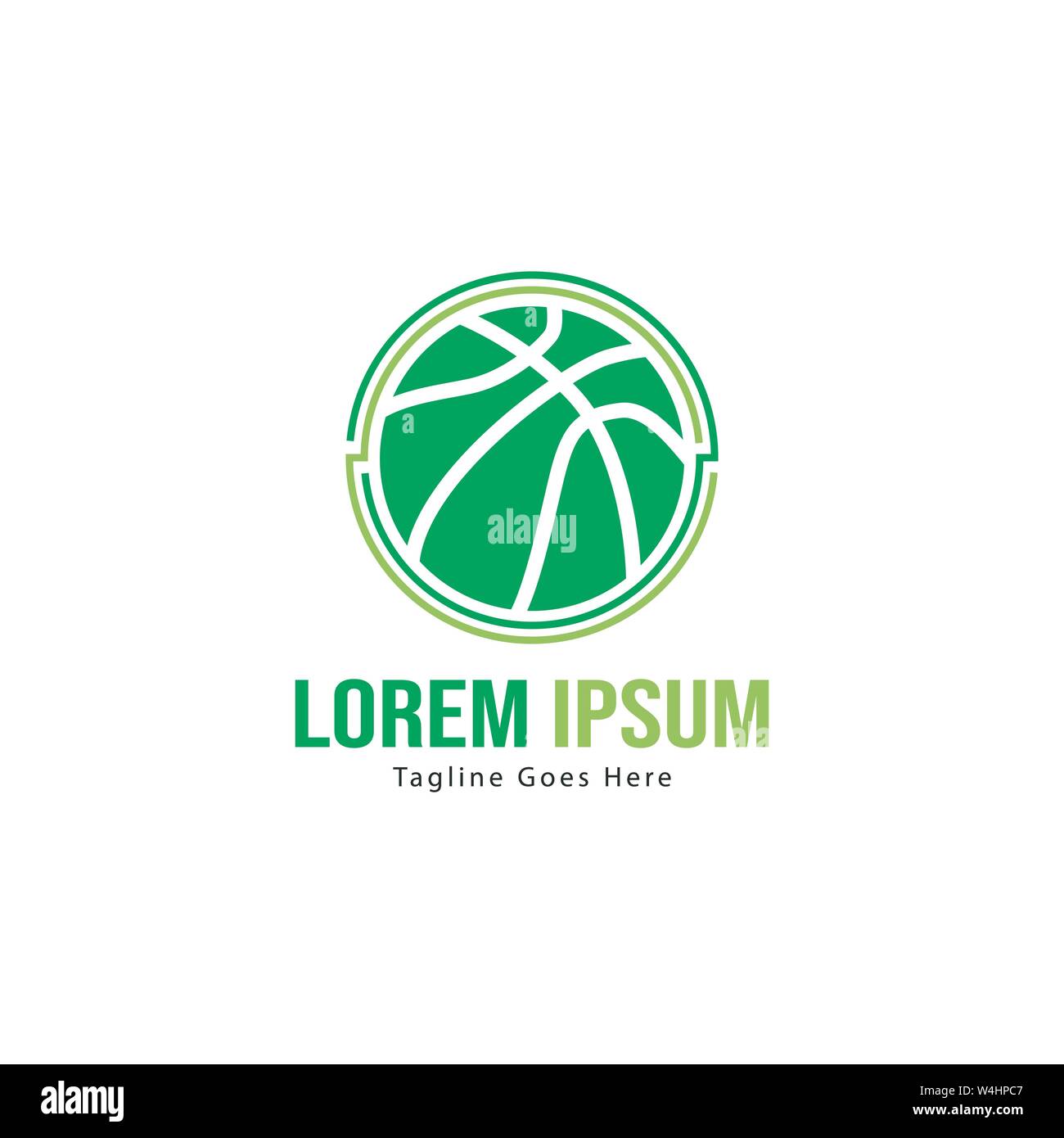 Template design logo Basket-ball. Basket-ball moderne minimaliste avec logo vecteur Conception du châssis Illustration de Vecteur