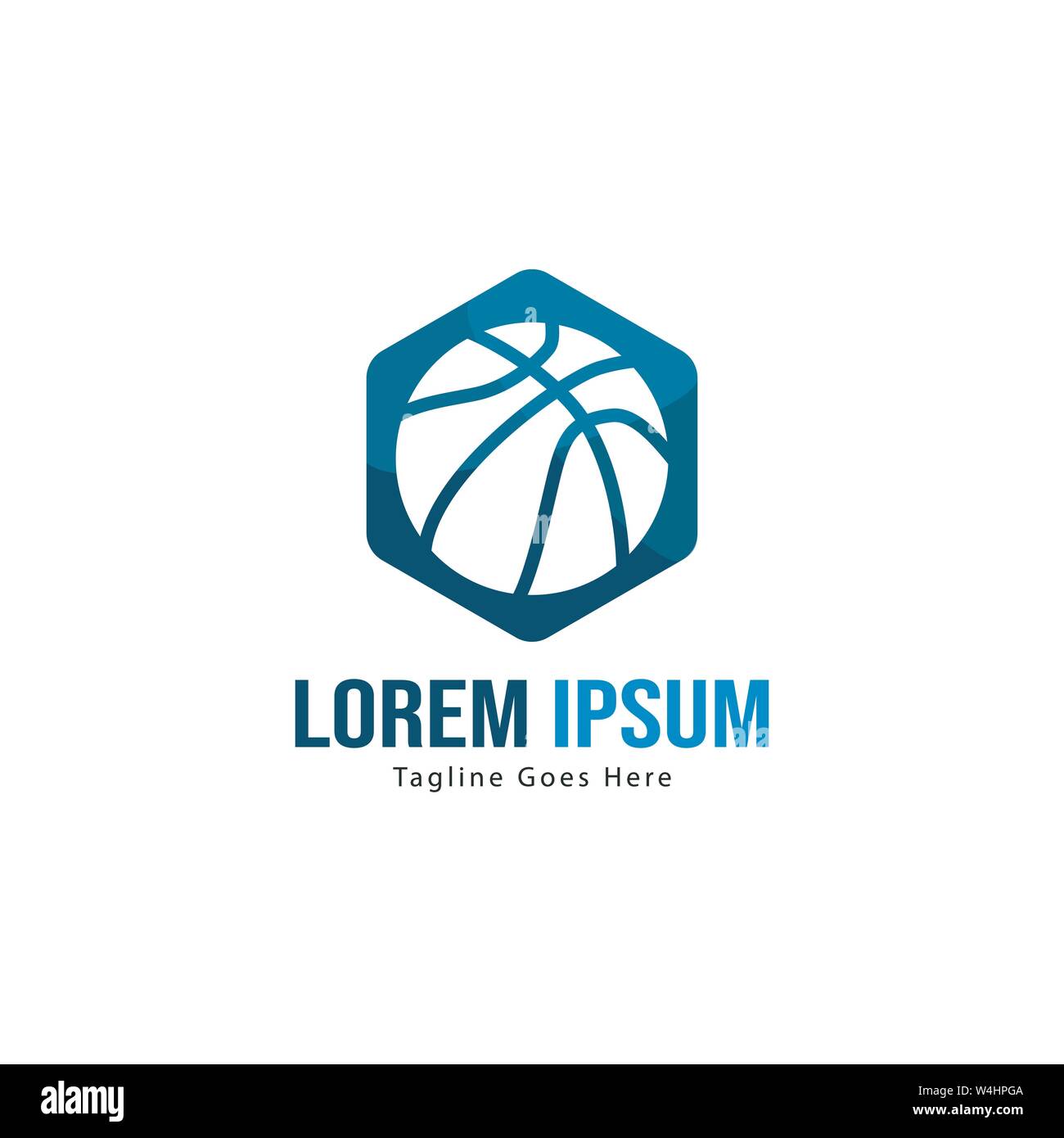 Template design logo Basket-ball. Basket-ball moderne minimaliste avec logo vecteur Conception du châssis Illustration de Vecteur