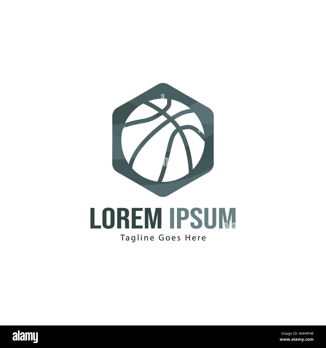 Template design logo Basket-ball. Basket-ball moderne minimaliste avec logo vecteur Conception du châssis Illustration de Vecteur