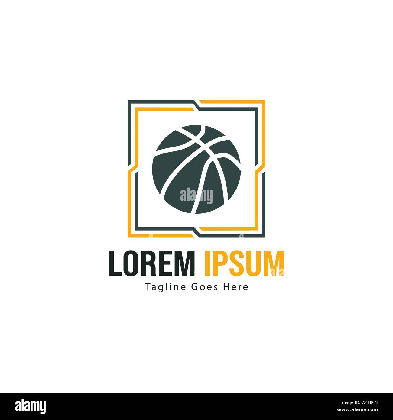 Template design logo Basket-ball. Basket-ball moderne minimaliste avec logo vecteur Conception du châssis Illustration de Vecteur