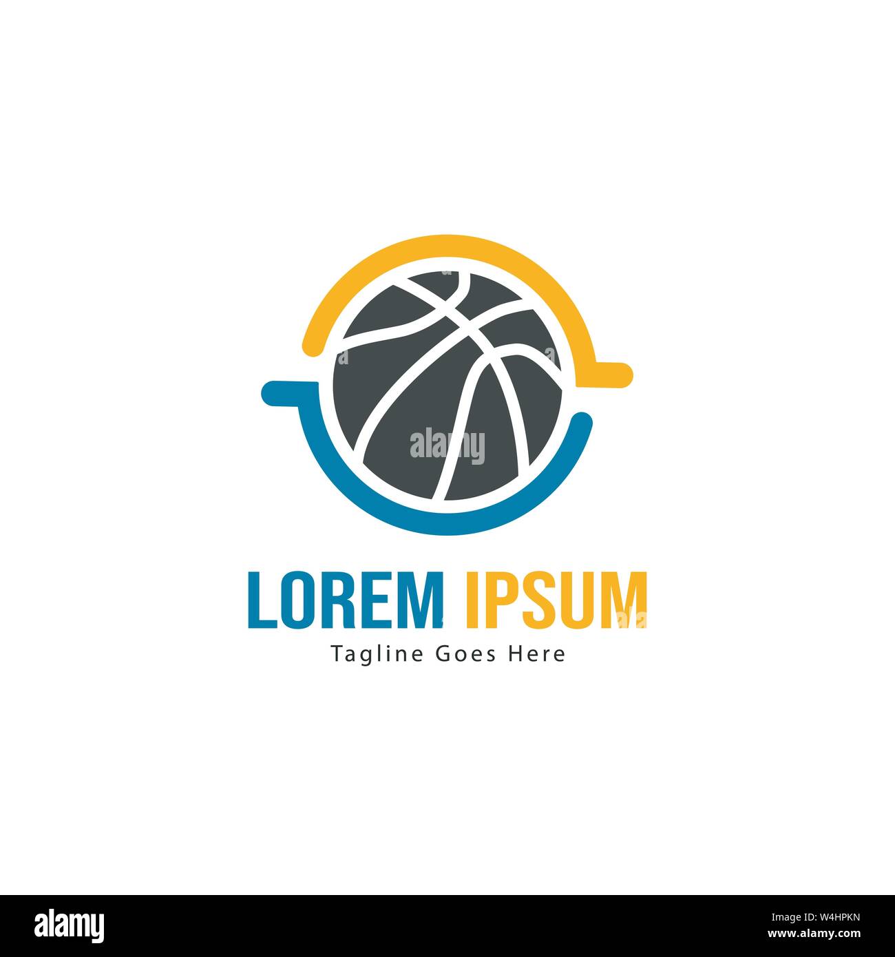 Template design logo Basket-ball. Basket-ball moderne minimaliste avec logo vecteur Conception du châssis Illustration de Vecteur