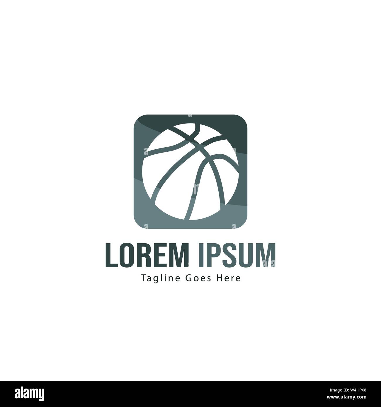 Template design logo Basket-ball. Basket-ball moderne minimaliste avec logo vecteur Conception du châssis Illustration de Vecteur