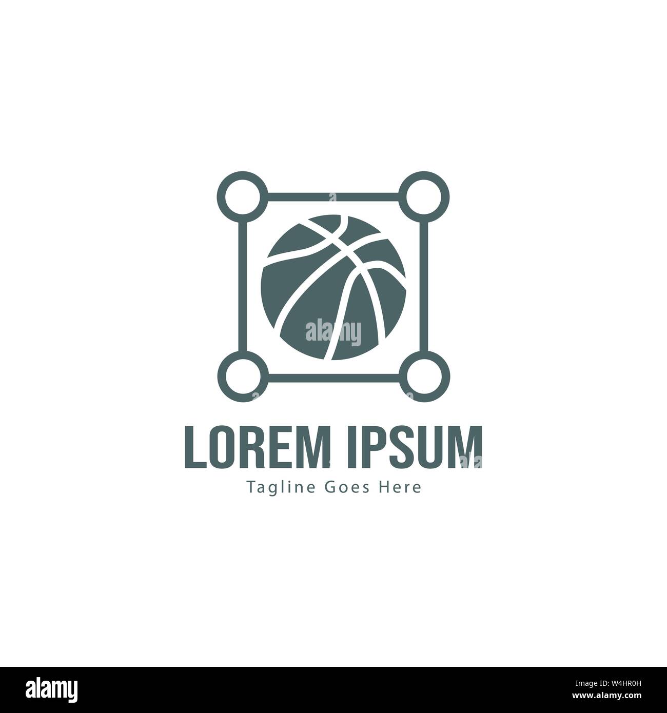 Template design logo Basket-ball. Basket-ball moderne minimaliste avec logo vecteur Conception du châssis Illustration de Vecteur