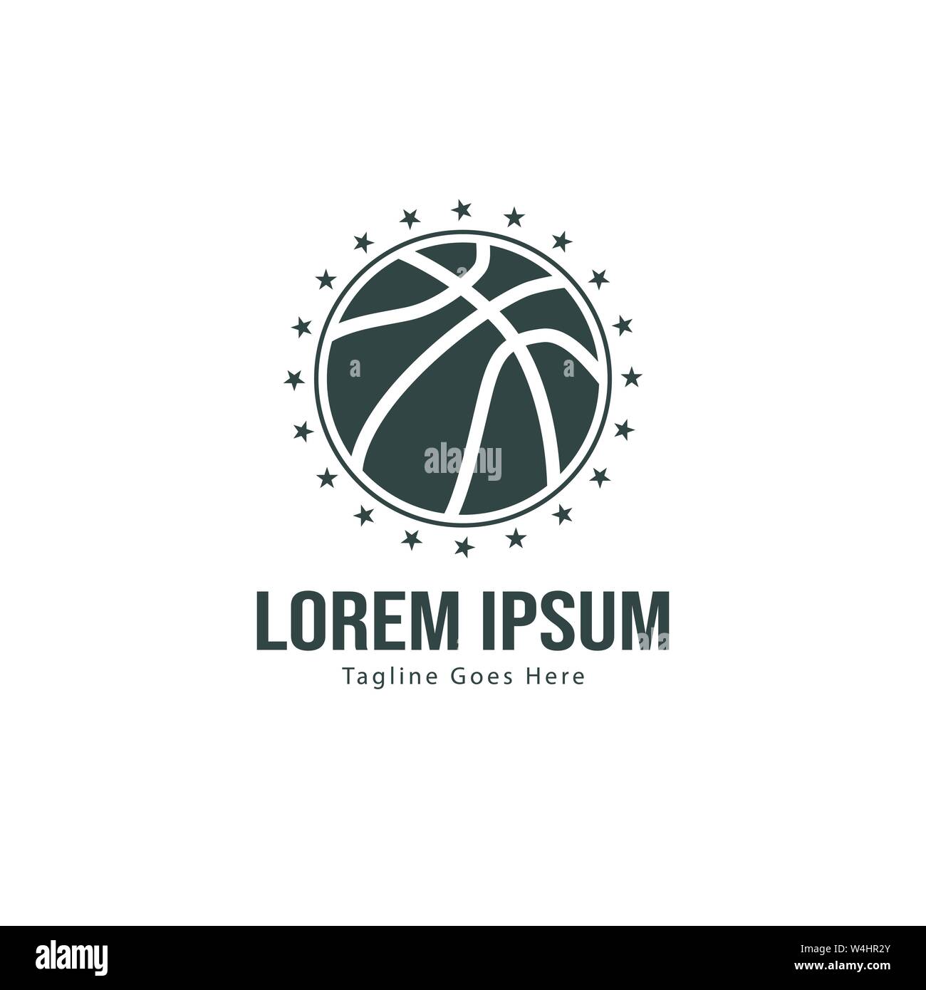 Template design logo Basket-ball. Basket-ball moderne minimaliste avec logo vecteur Conception du châssis Illustration de Vecteur