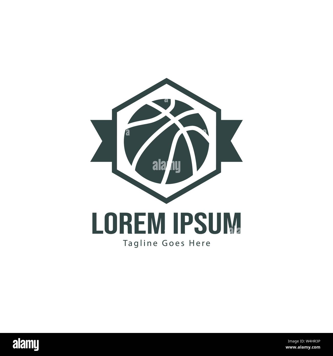 Template design logo Basket-ball. Basket-ball moderne minimaliste avec logo vecteur Conception du châssis Illustration de Vecteur