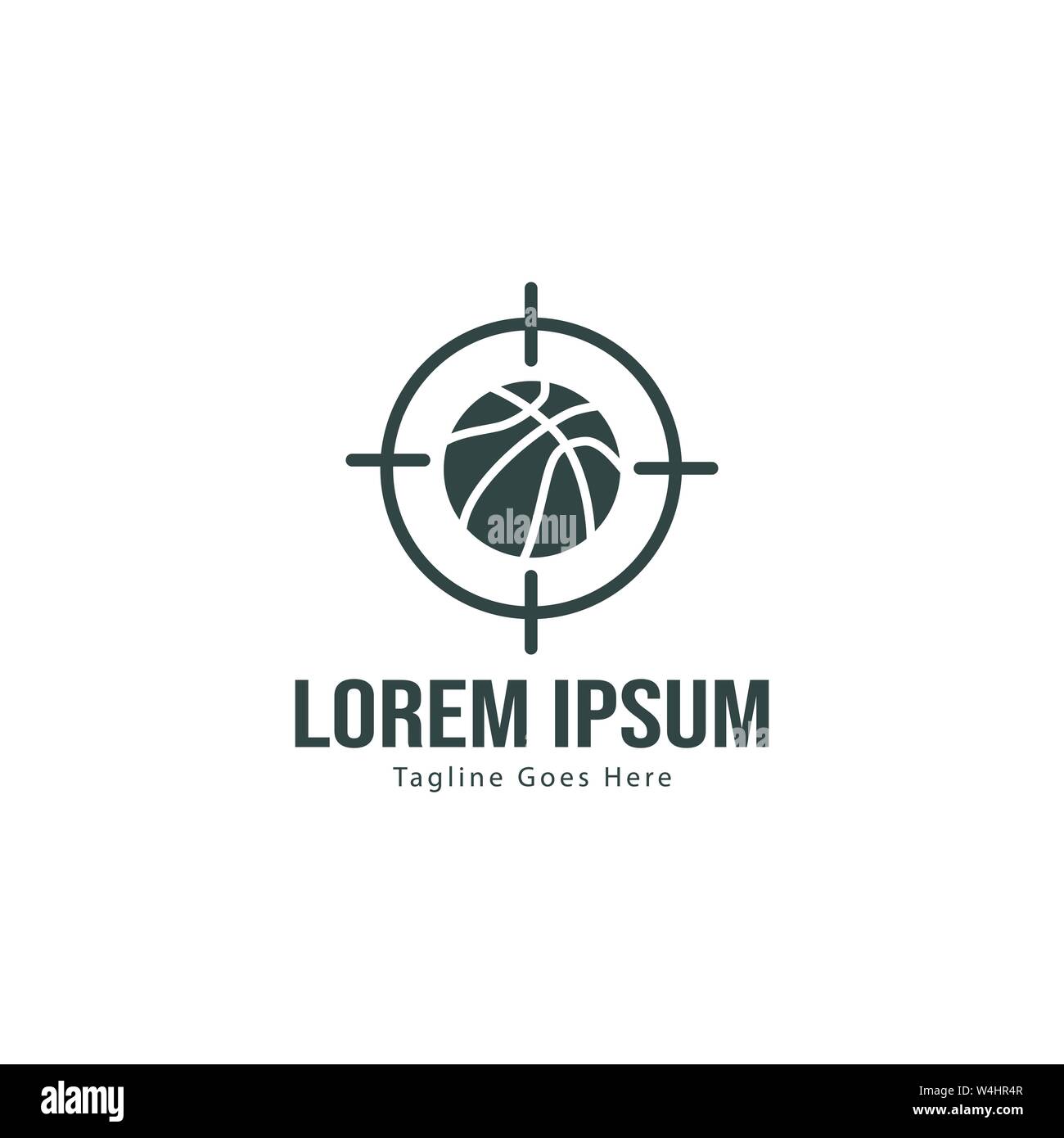 Template design logo Basket-ball. Basket-ball moderne minimaliste avec logo vecteur Conception du châssis Illustration de Vecteur