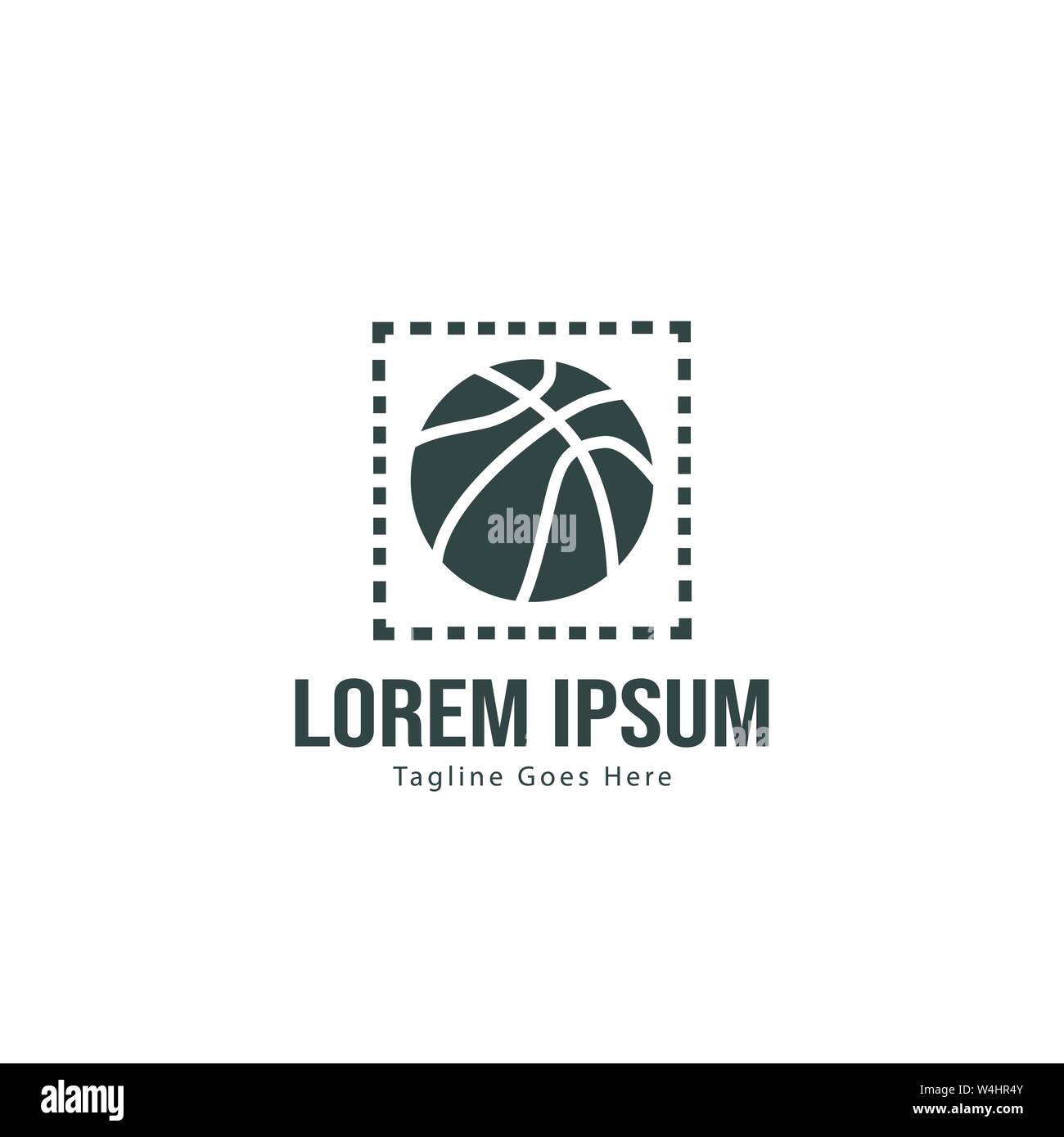 Template design logo Basket-ball. Basket-ball moderne minimaliste avec logo vecteur Conception du châssis Illustration de Vecteur
