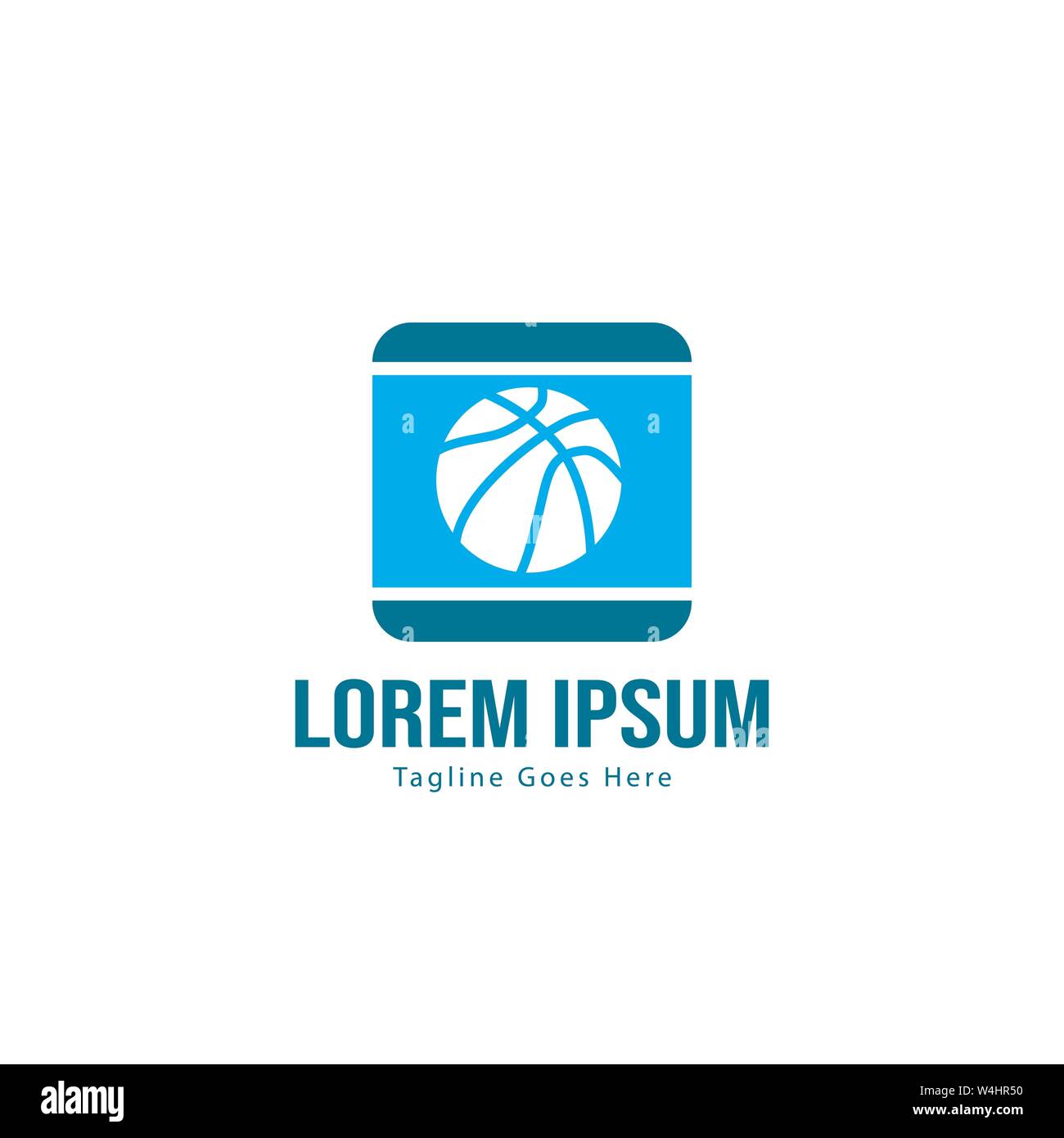 Template design logo Basket-ball. Basket-ball moderne minimaliste avec logo vecteur Conception du châssis Illustration de Vecteur