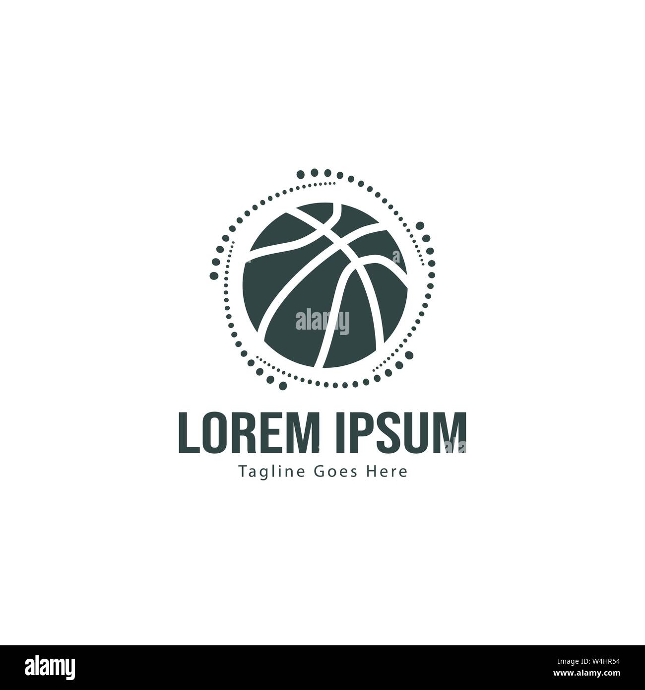 Template design logo Basket-ball. Basket-ball moderne minimaliste avec logo vecteur Conception du châssis Illustration de Vecteur
