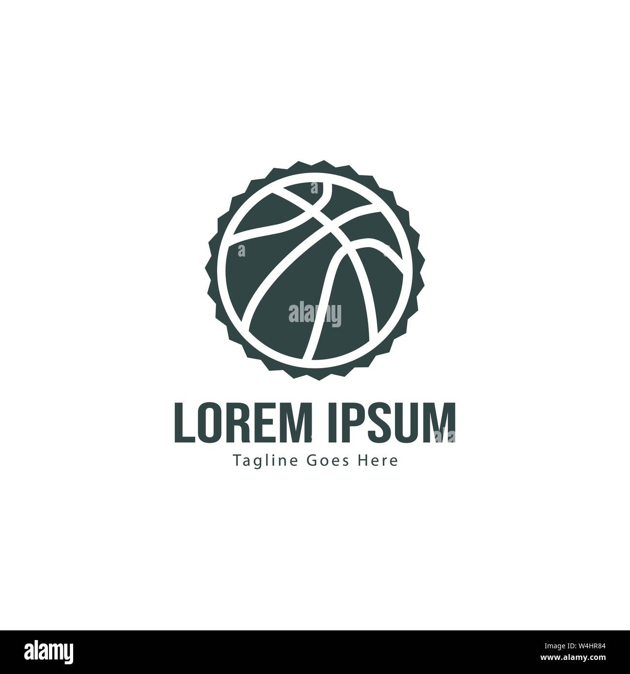 Template design logo Basket-ball. Basket-ball moderne minimaliste avec logo vecteur Conception du châssis Illustration de Vecteur