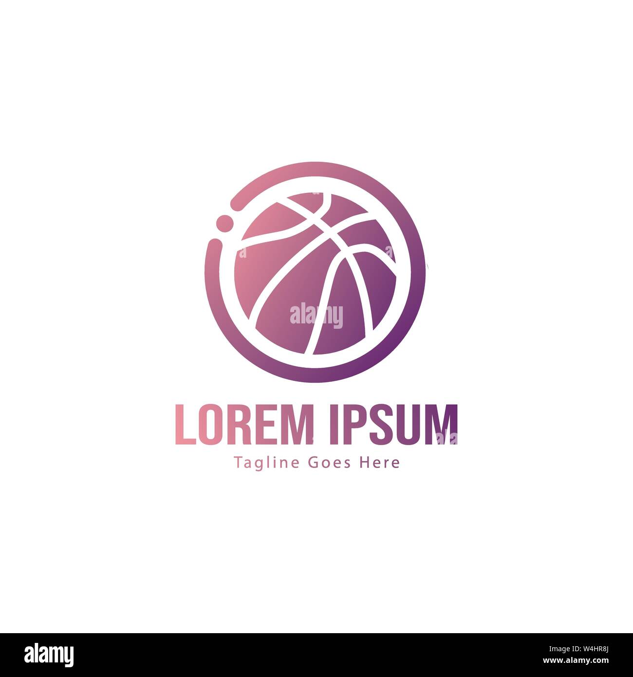 Template design logo Basket-ball. Basket-ball moderne minimaliste avec logo vecteur Conception du châssis Illustration de Vecteur
