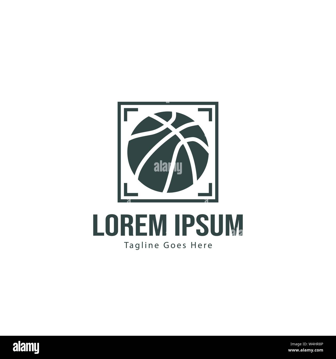 Template design logo Basket-ball. Basket-ball moderne minimaliste avec logo vecteur Conception du châssis Illustration de Vecteur