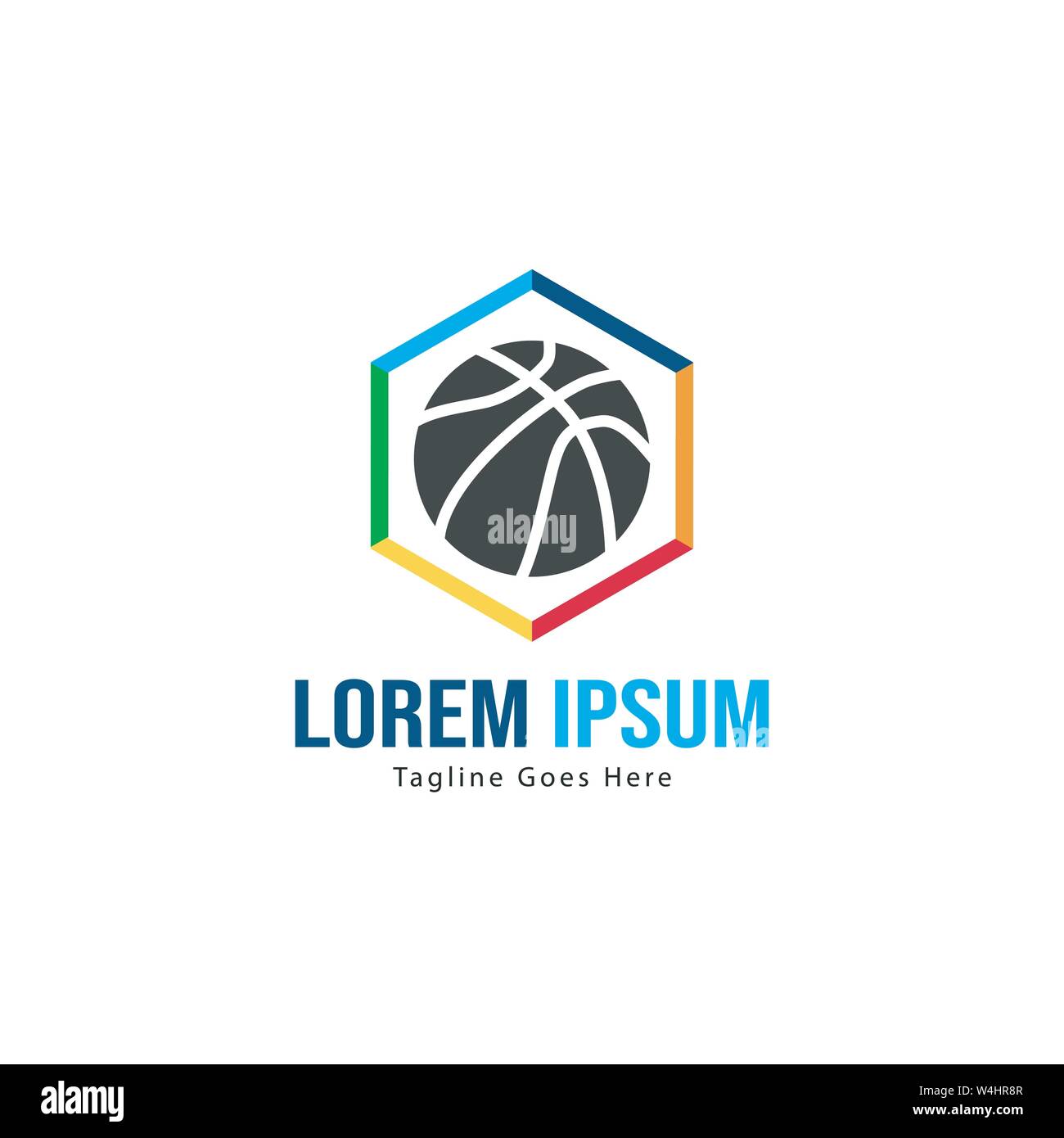 Template design logo Basket-ball. Basket-ball moderne minimaliste avec logo vecteur Conception du châssis Illustration de Vecteur