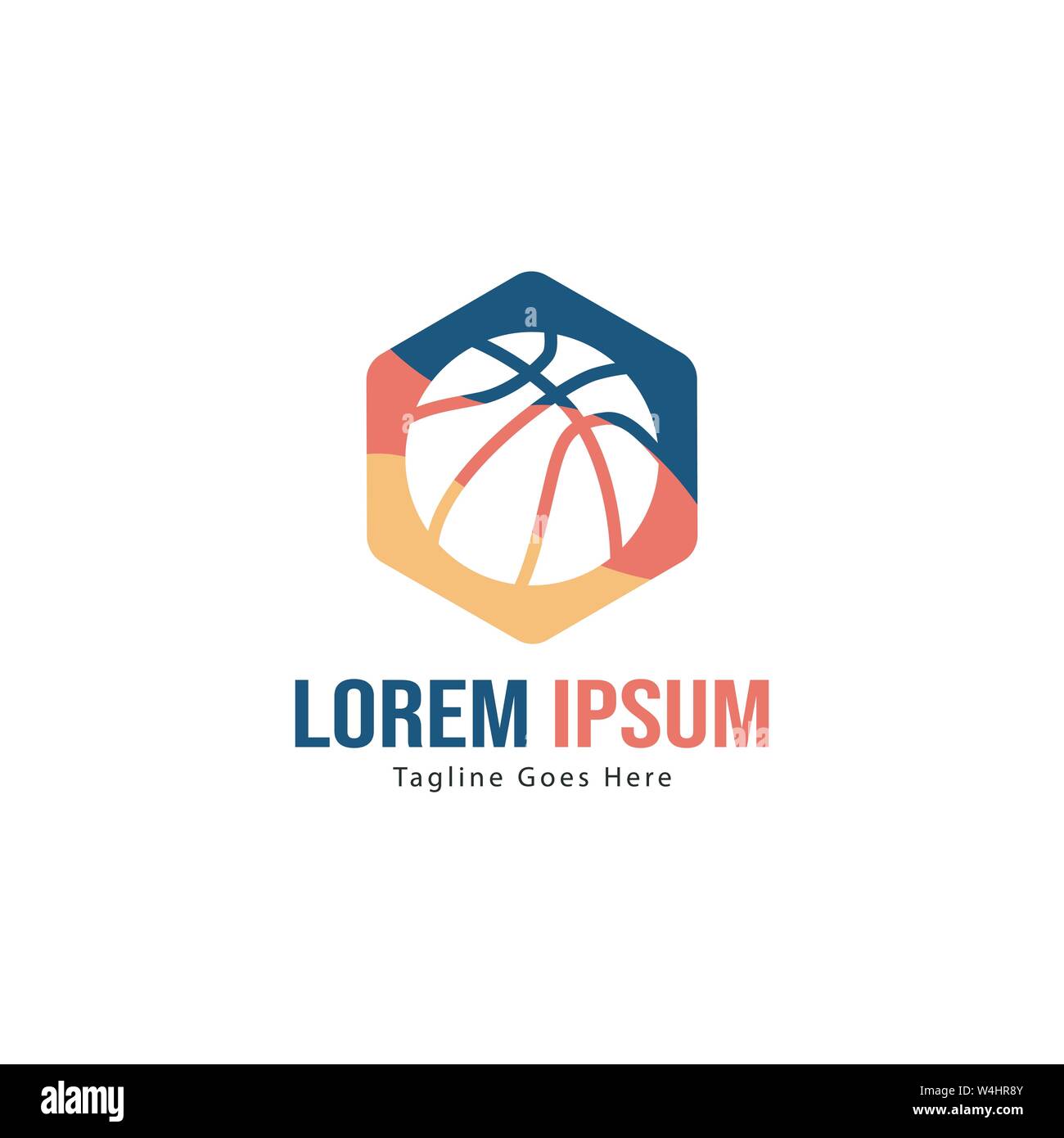 Template design logo Basket-ball. Basket-ball moderne minimaliste avec logo vecteur Conception du châssis Illustration de Vecteur
