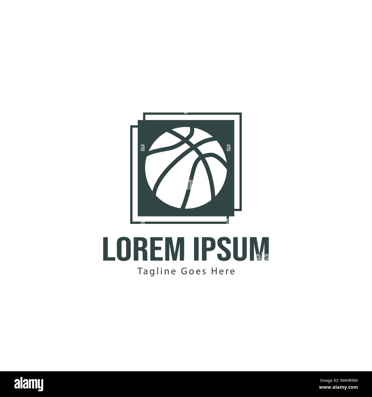 Template design logo Basket-ball. Basket-ball moderne minimaliste avec logo vecteur Conception du châssis Illustration de Vecteur