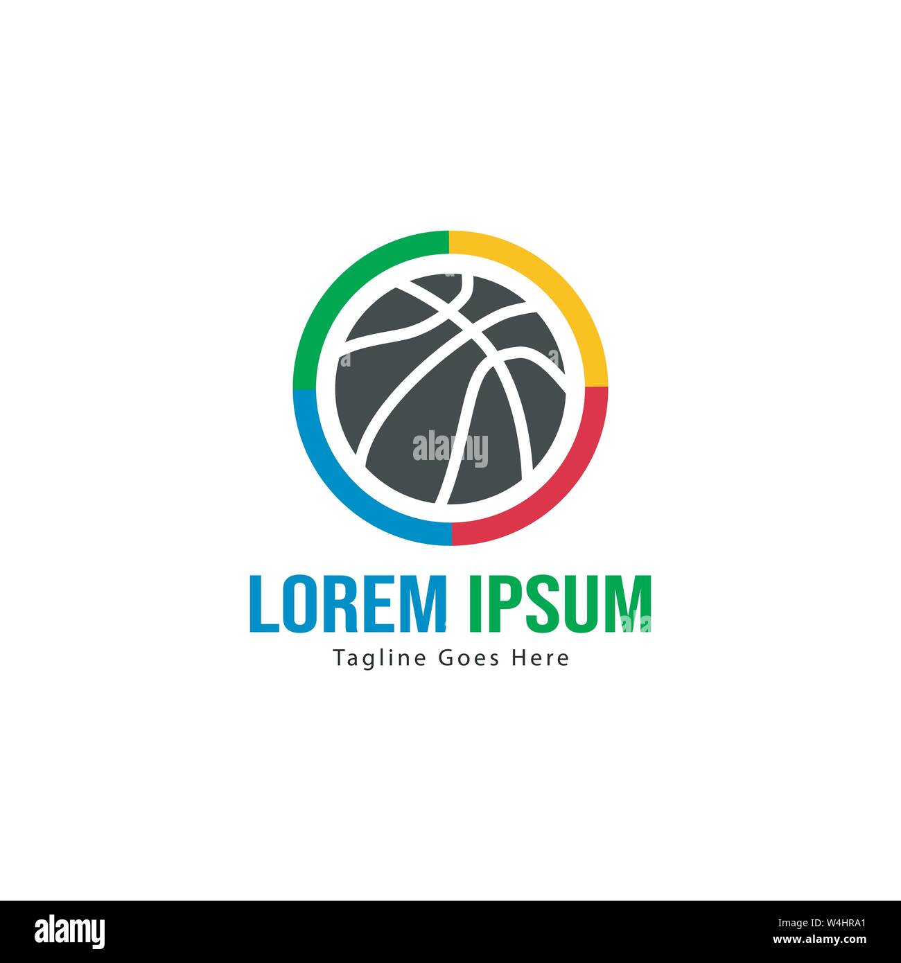 Template design logo Basket-ball. Basket-ball moderne minimaliste avec logo vecteur Conception du châssis Illustration de Vecteur