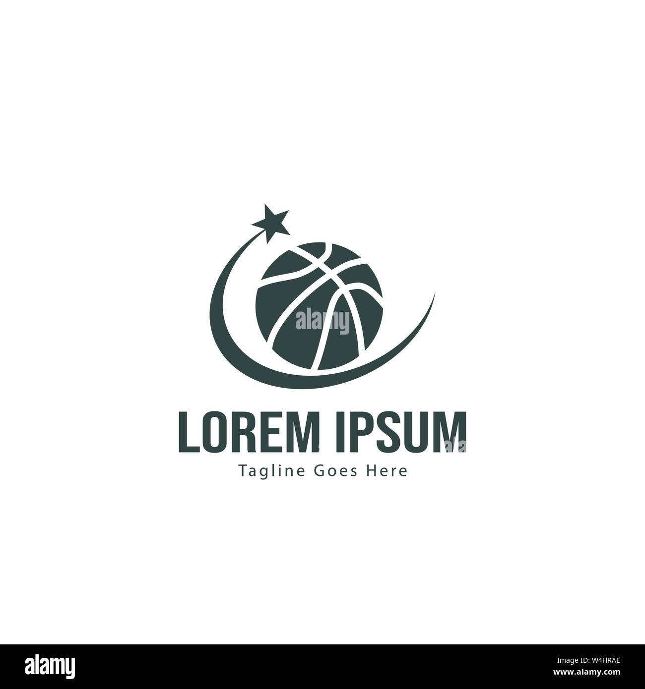 Template design logo Basket-ball. Basket-ball moderne minimaliste avec logo vecteur Conception du châssis Illustration de Vecteur