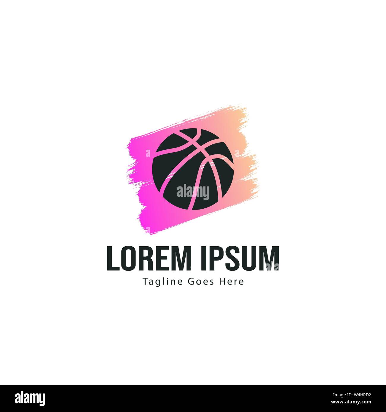 Template design logo Basket-ball. Basket-ball moderne minimaliste avec logo vecteur Conception du châssis Illustration de Vecteur