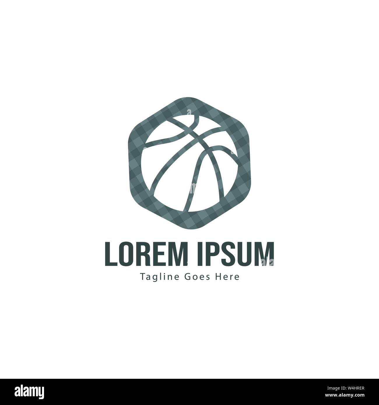 Template design logo Basket-ball. Basket-ball moderne minimaliste avec logo vecteur Conception du châssis Illustration de Vecteur