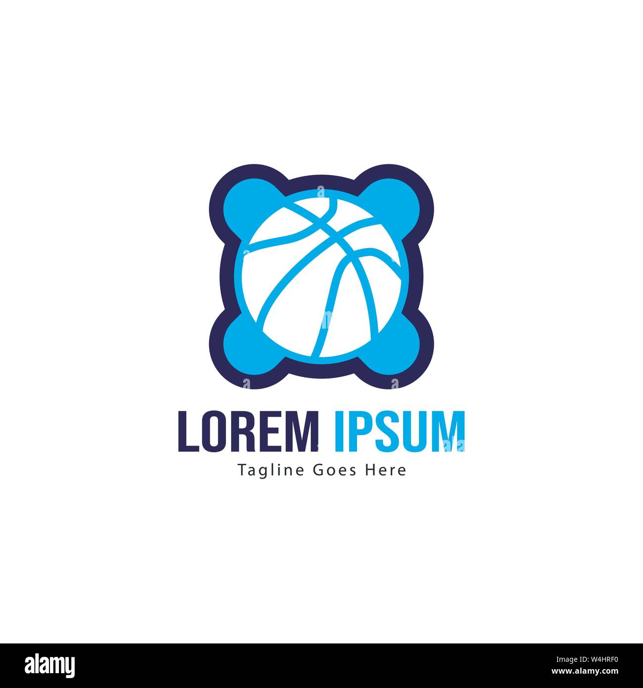 Template design logo Basket-ball. Basket-ball moderne minimaliste avec logo vecteur Conception du châssis Illustration de Vecteur