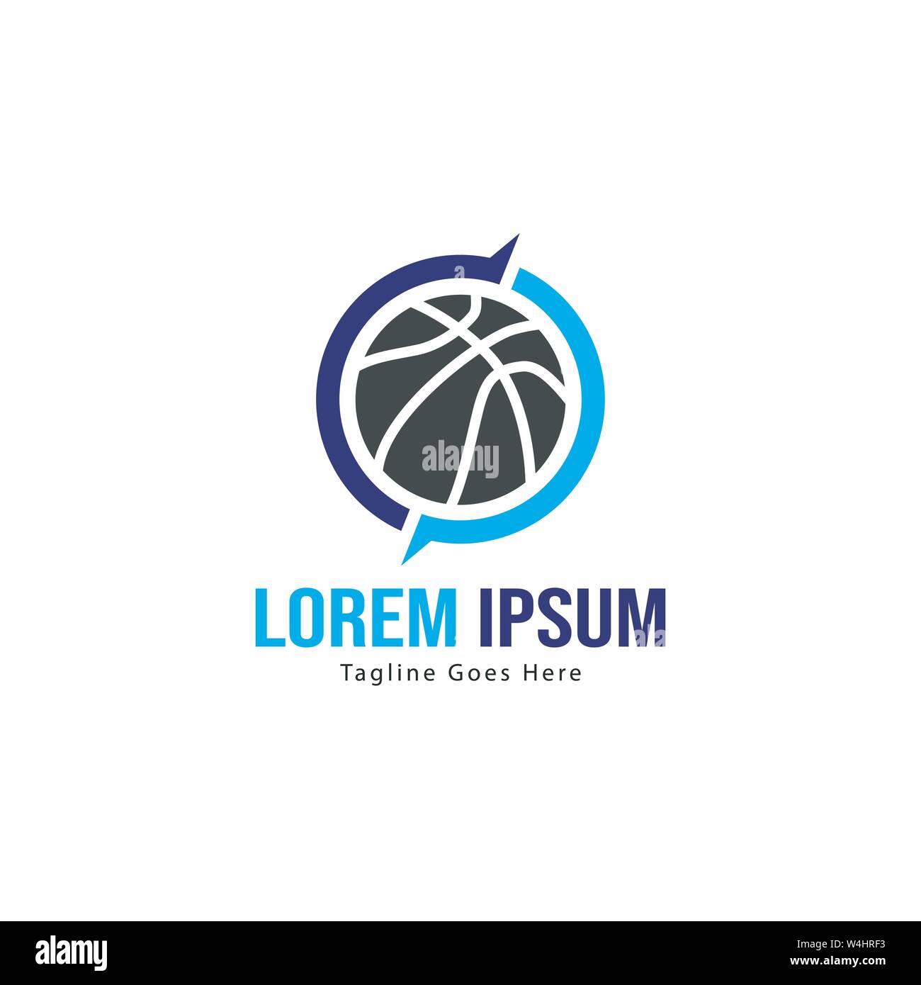 Template design logo Basket-ball. Basket-ball moderne minimaliste avec logo vecteur Conception du châssis Illustration de Vecteur