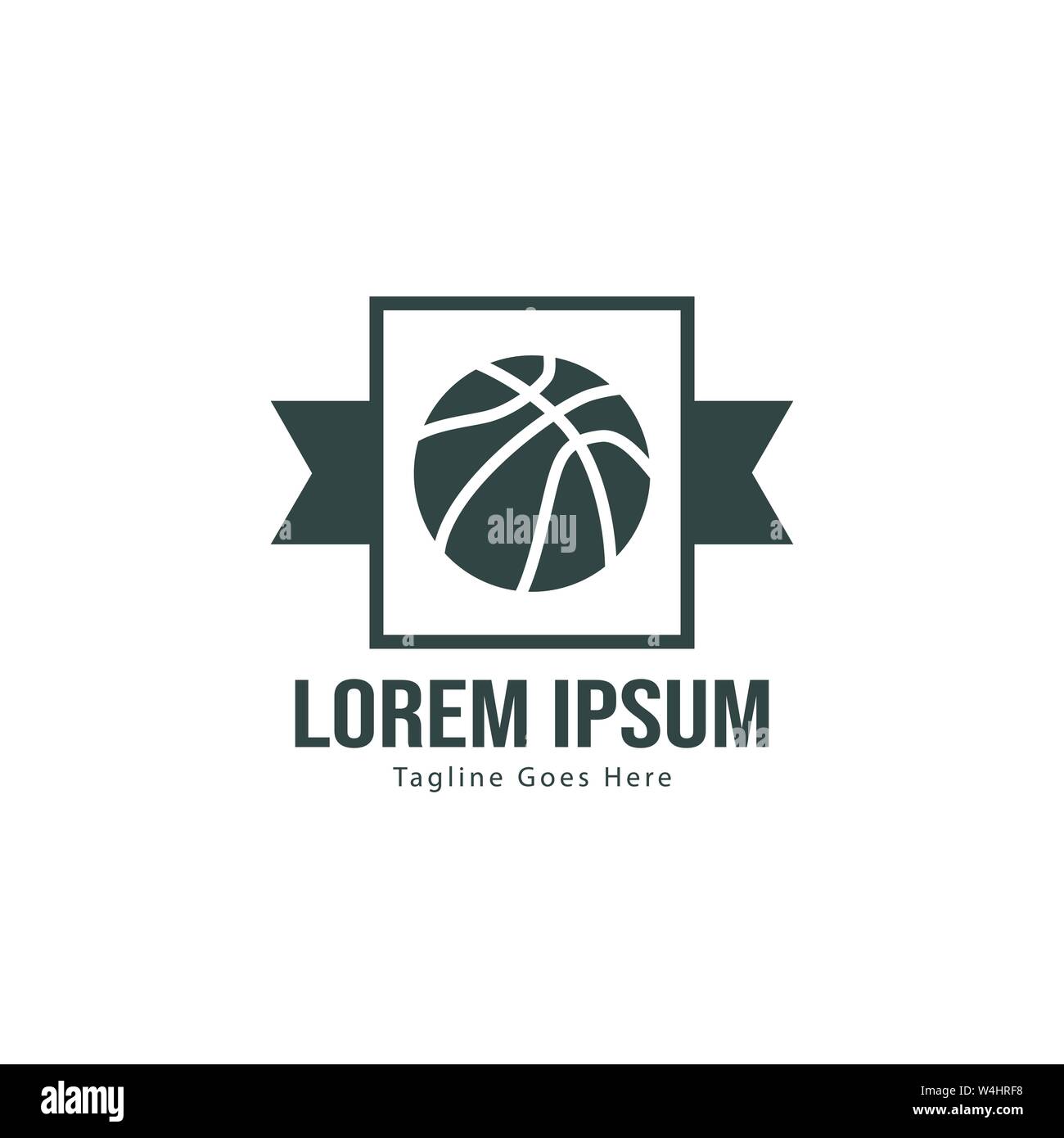 Template design logo Basket-ball. Basket-ball moderne minimaliste avec logo vecteur Conception du châssis Illustration de Vecteur