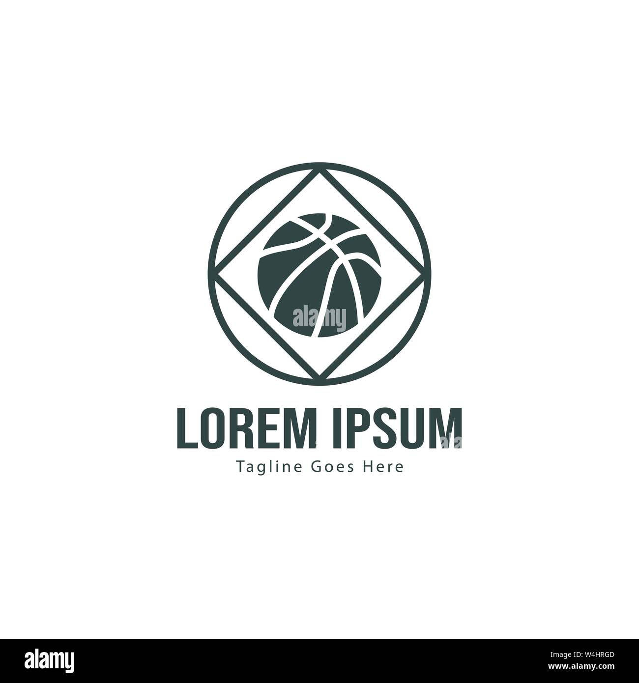 Template design logo Basket-ball. Basket-ball moderne minimaliste avec logo vecteur Conception du châssis Illustration de Vecteur
