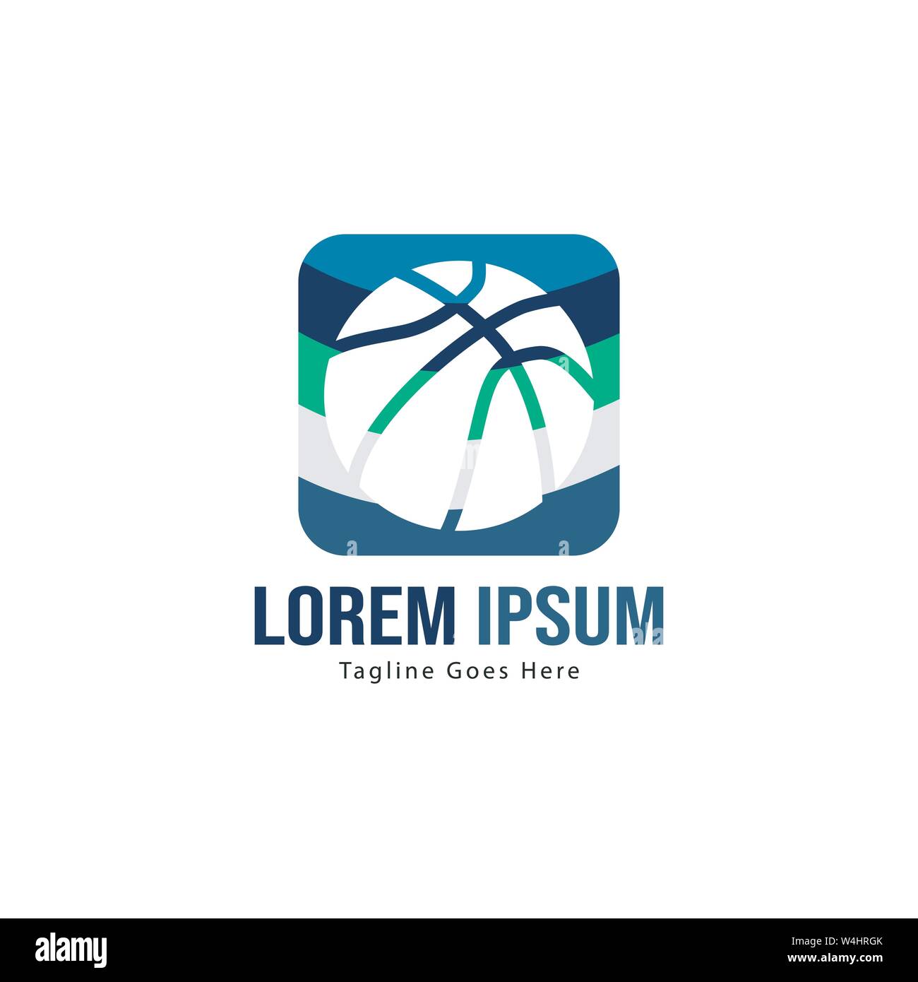 Template design logo Basket-ball. Basket-ball moderne minimaliste avec logo vecteur Conception du châssis Illustration de Vecteur