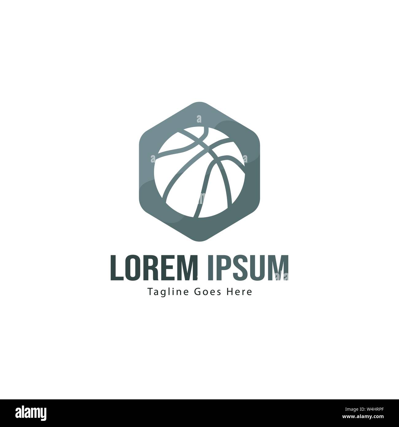 Template design logo Basket-ball. Basket-ball moderne minimaliste avec logo vecteur Conception du châssis Illustration de Vecteur
