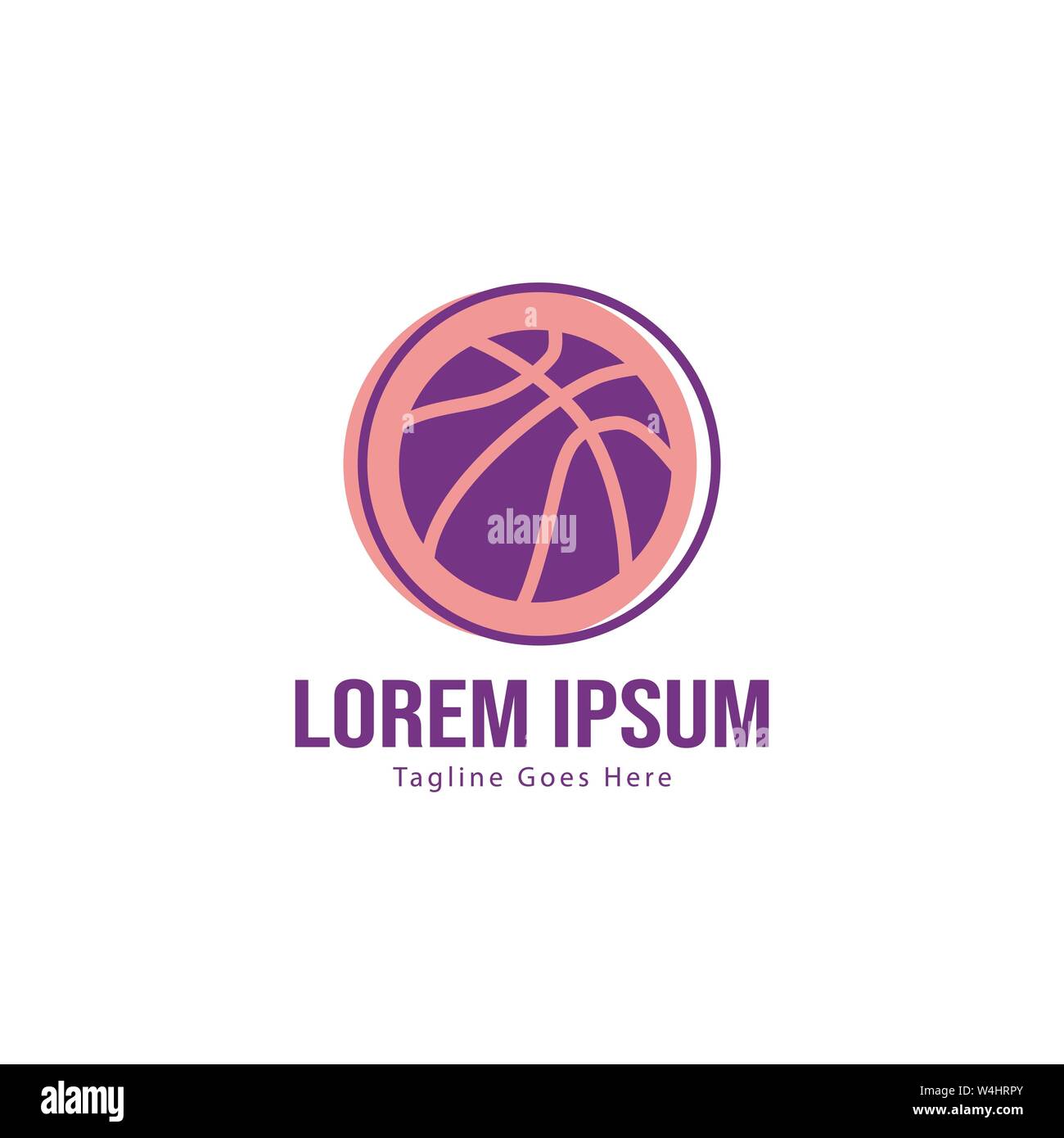 Template design logo Basket-ball. Basket-ball moderne minimaliste avec logo vecteur Conception du châssis Illustration de Vecteur