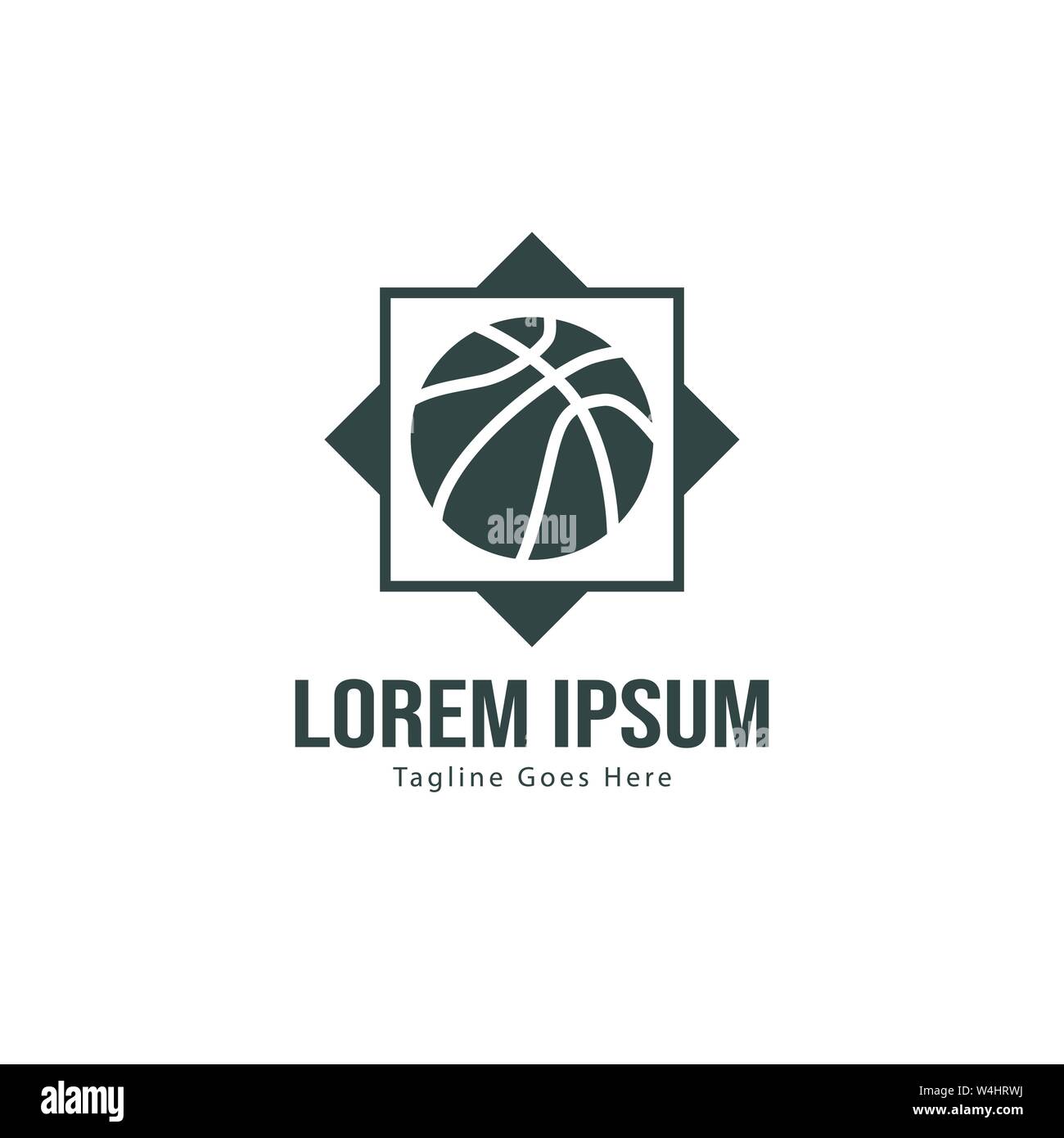 Template design logo Basket-ball. Basket-ball moderne minimaliste avec logo vecteur Conception du châssis Illustration de Vecteur