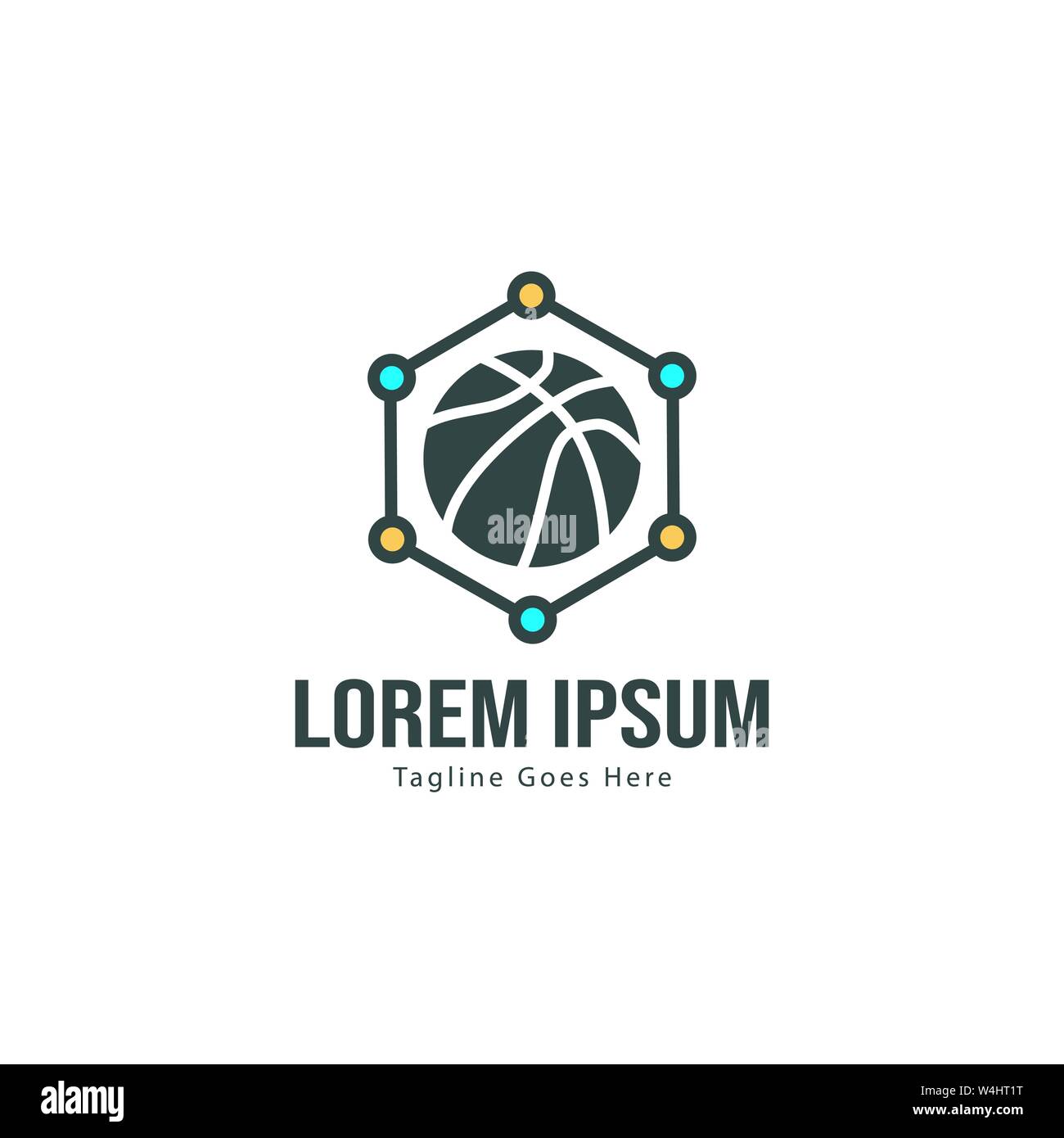 Template design logo Basket-ball. Basket-ball moderne minimaliste avec logo vecteur Conception du châssis Illustration de Vecteur