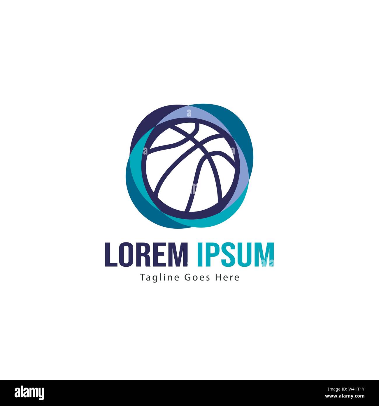 Template design logo Basket-ball. Basket-ball moderne minimaliste avec logo vecteur Conception du châssis Illustration de Vecteur