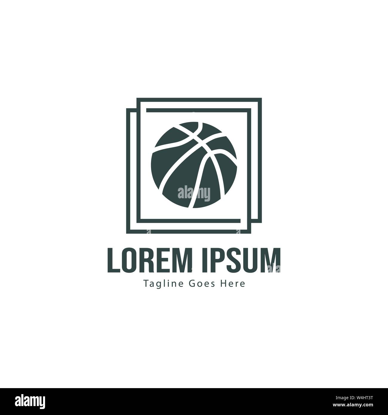 Template design logo Basket-ball. Basket-ball moderne minimaliste avec logo vecteur Conception du châssis Illustration de Vecteur
