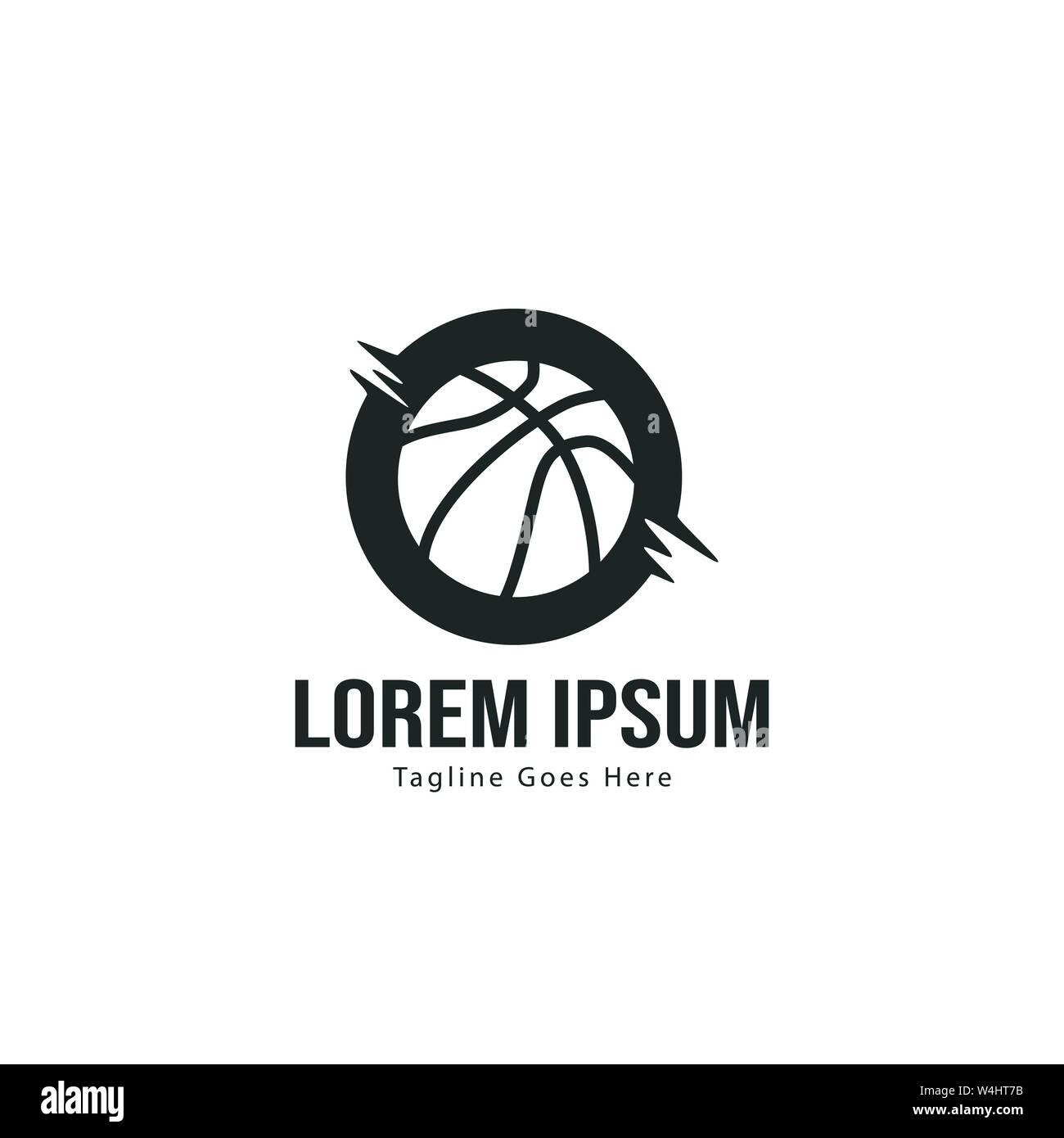Template design logo Basket-ball. Basket-ball moderne minimaliste avec logo vecteur Conception du châssis Illustration de Vecteur