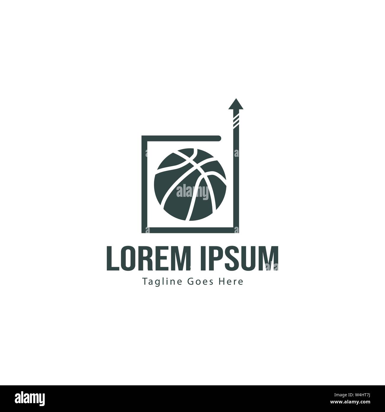 Template design logo Basket-ball. Basket-ball moderne minimaliste avec logo vecteur Conception du châssis Illustration de Vecteur