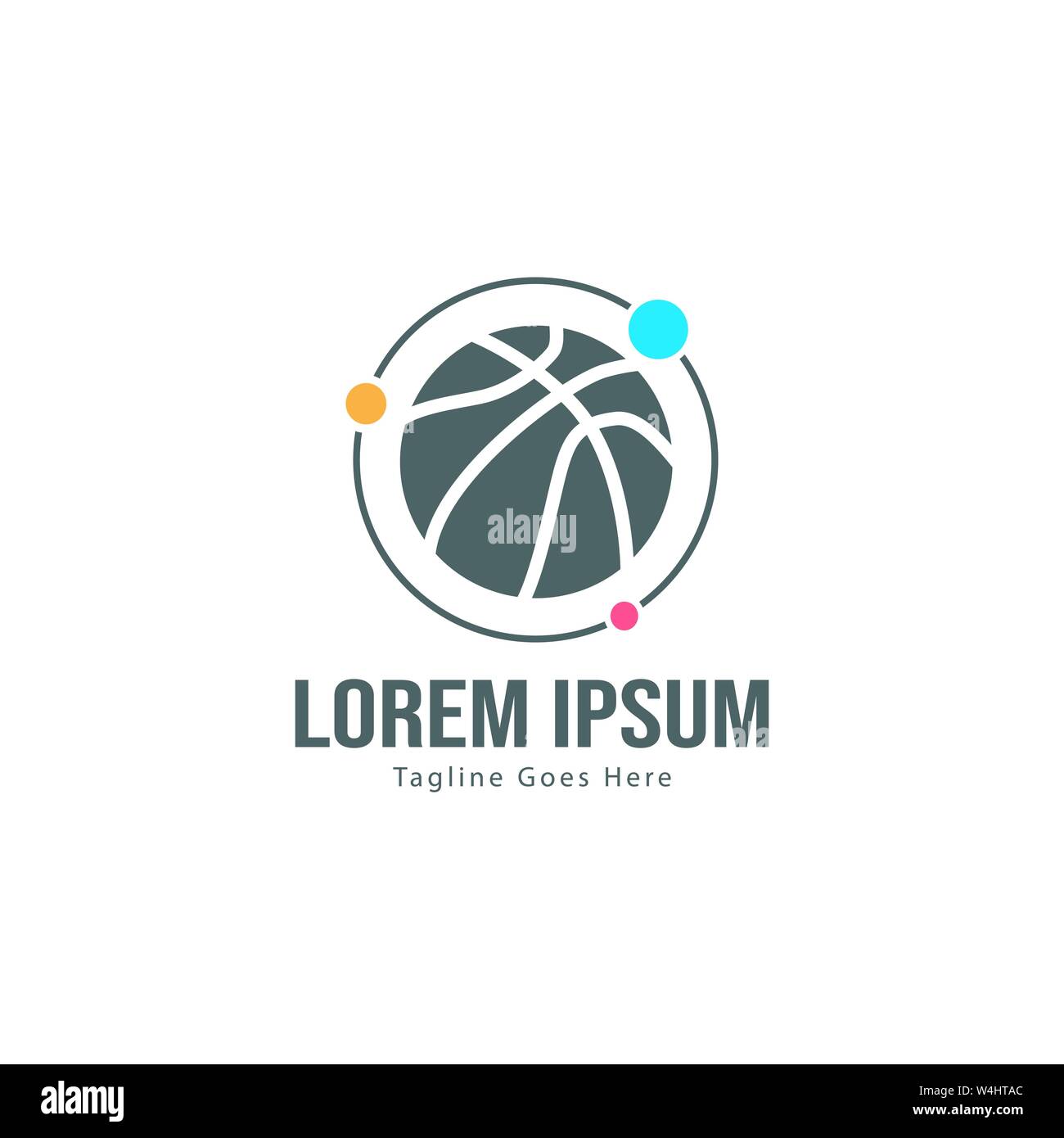 Template design logo Basket-ball. Basket-ball moderne minimaliste avec logo vecteur Conception du châssis Illustration de Vecteur