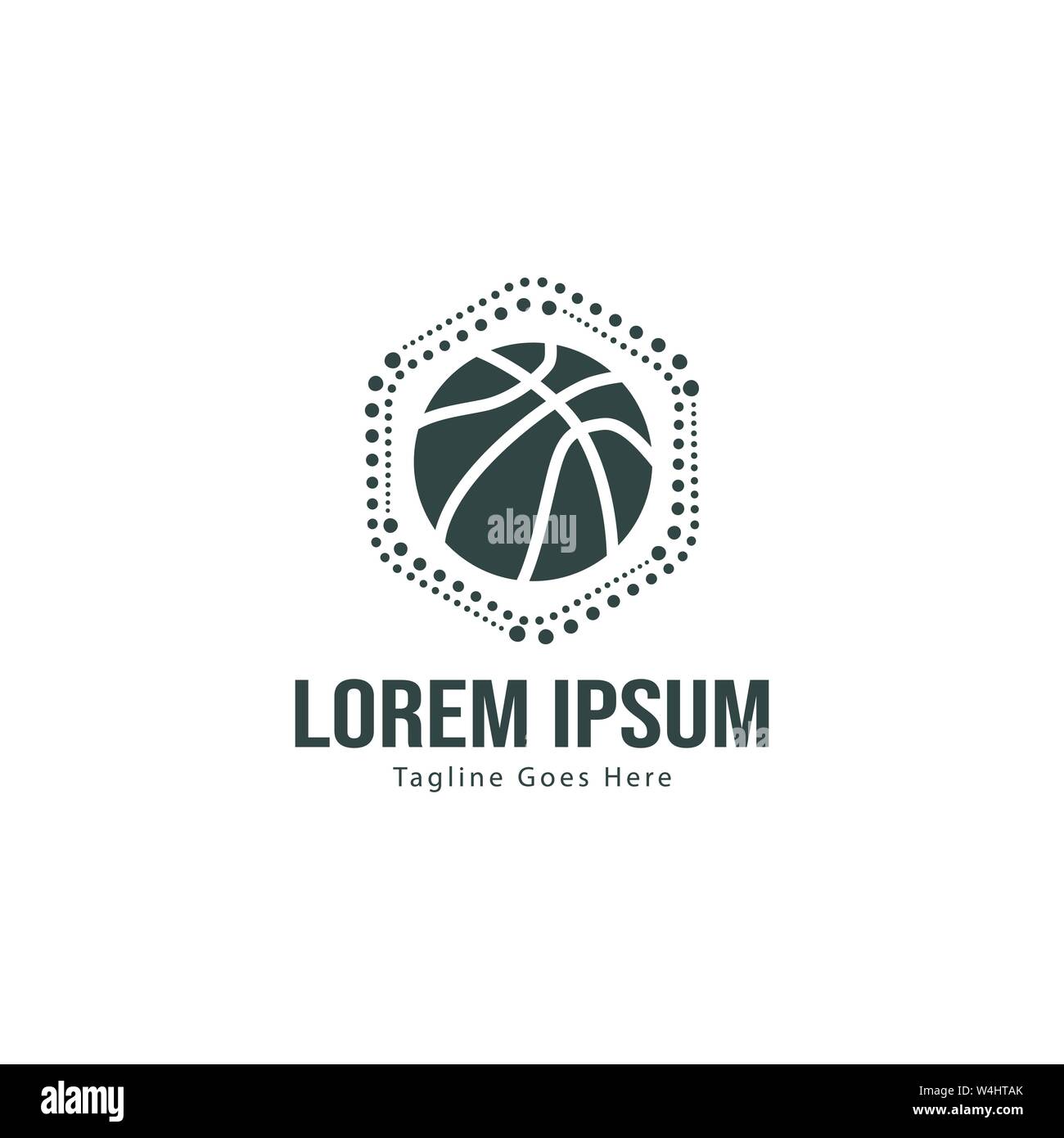 Template design logo Basket-ball. Basket-ball moderne minimaliste avec logo vecteur Conception du châssis Illustration de Vecteur