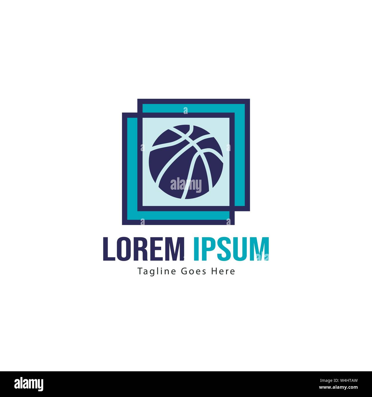 Template design logo Basket-ball. Basket-ball moderne minimaliste avec logo vecteur Conception du châssis Illustration de Vecteur